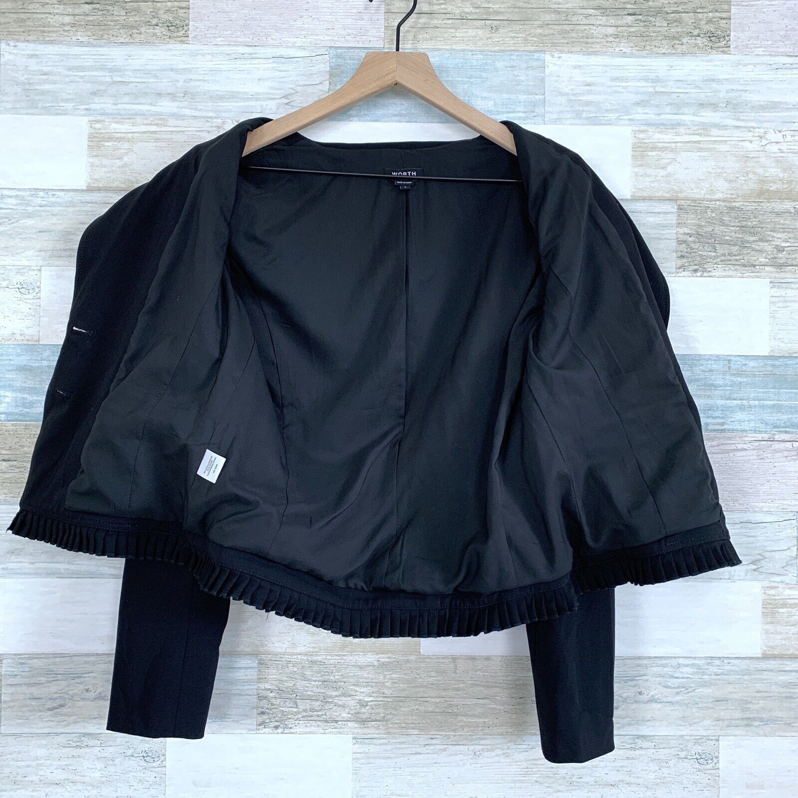 Other Worth Wool Ruffle Blazer Jacket Black Ruffle Hem Cropped 4 Size S / US 4 / IT 40 - 4 Thumbnail