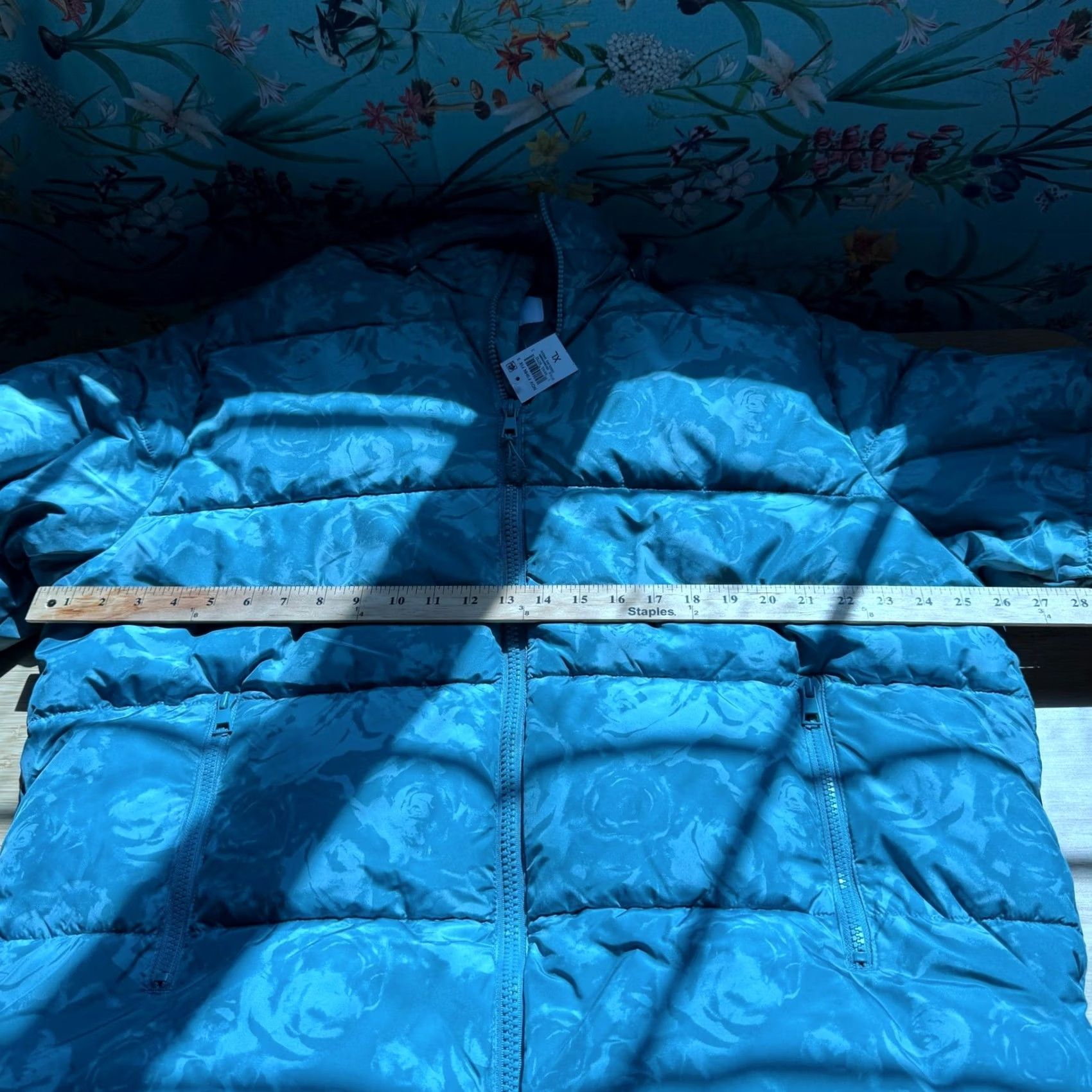 Vintage Mode of One Puffer Jacket Mens Hooded XL Teal Green Floral Rose Print New Size US XL / EU 56 / 4 - 5 Thumbnail