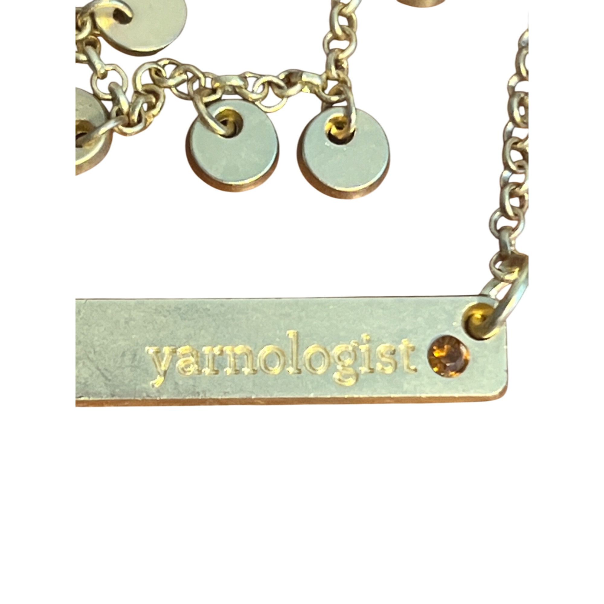 Other Yarnologist Gold Tone Necklace Disc Charms Rhinestone Accent Size ONE SIZE - 2 Thumbnail