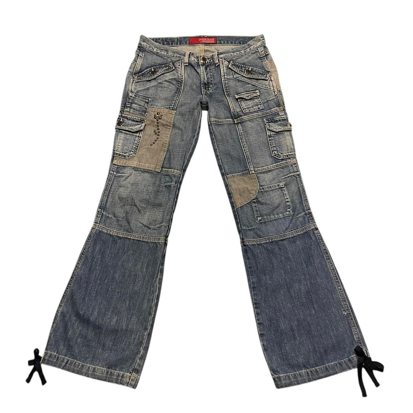 Guess RARE VTG Y2K Guess Patchwork denim flare cargo pants Size 30 Size 30" / US 8 / IT 44 - 1 Thumbnail
