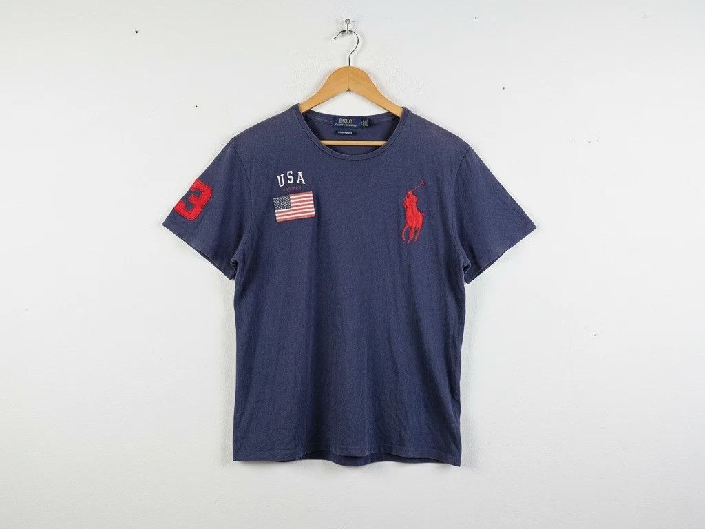 Polo Ralph Lauren Polo Ralph Lauren Big Pony USA Flag Tee Custom Slim Fit L Size US L / EU 52-54 / 3 - 1 Thumbnail