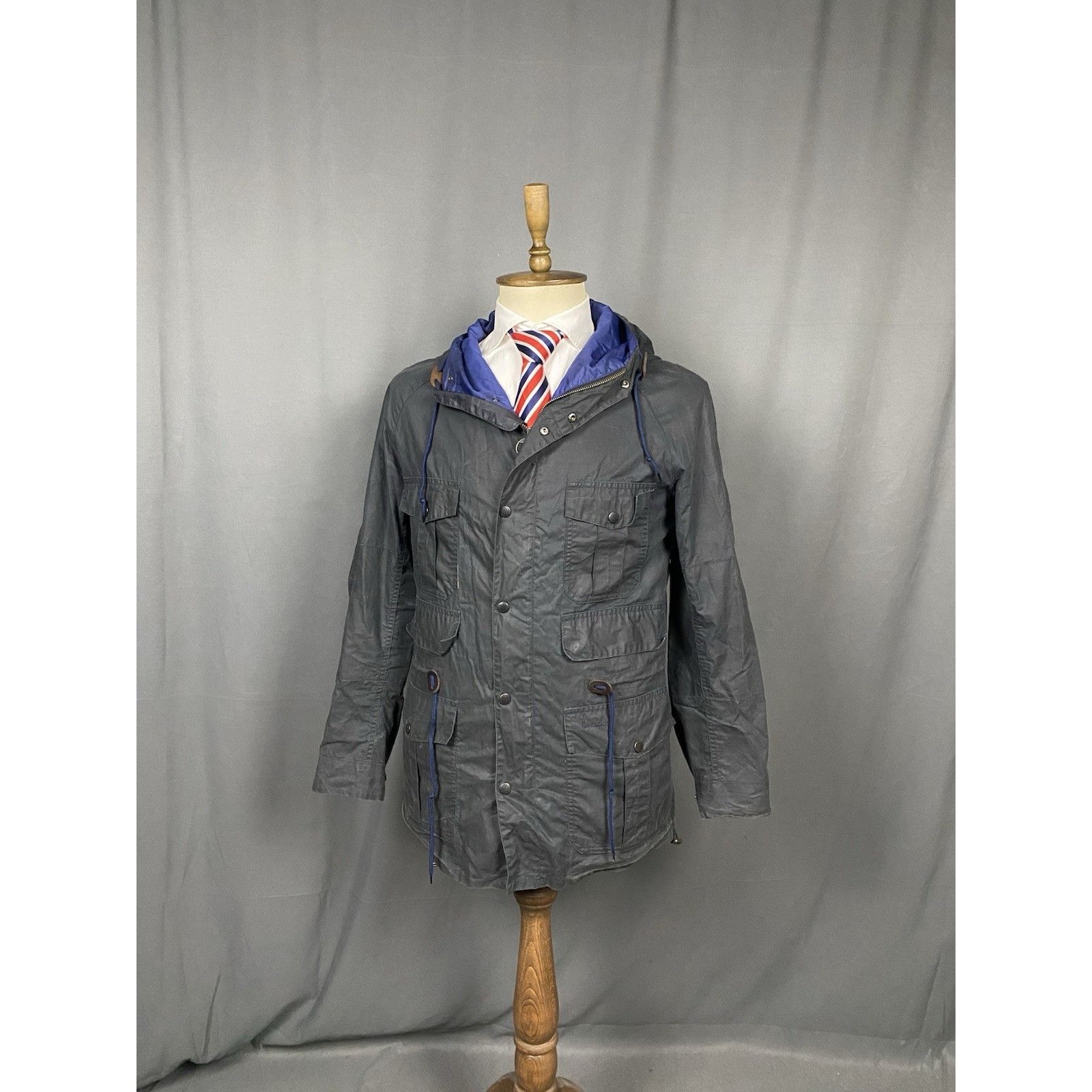 Barbour Barbour Cavendish Blue Hooded Waxed Multipocket Utility Mili Size US M / EU 48-50 / 2 - 2 Thumbnail