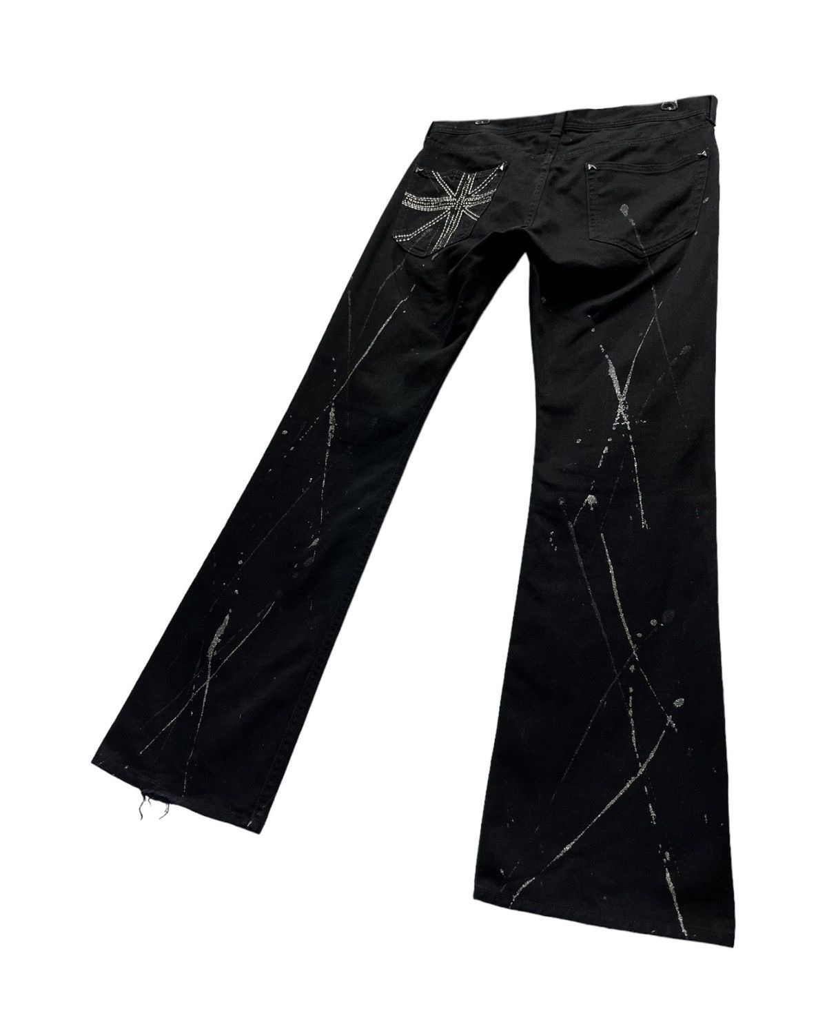 FLARE🔥SORRIDERE Glitter Splash Union Jack Punk Gothic Denim