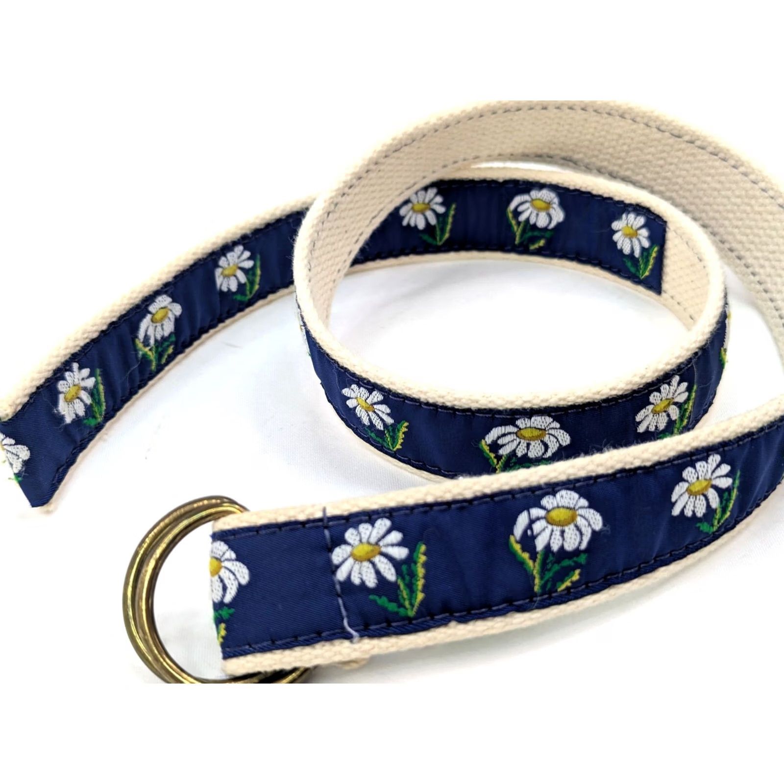 Vintage Leather Man Floral Embroidered Canvas Belt 35" Long Adjustable Buckle Blue Unisex Adults Size 34 - 2 Thumbnail