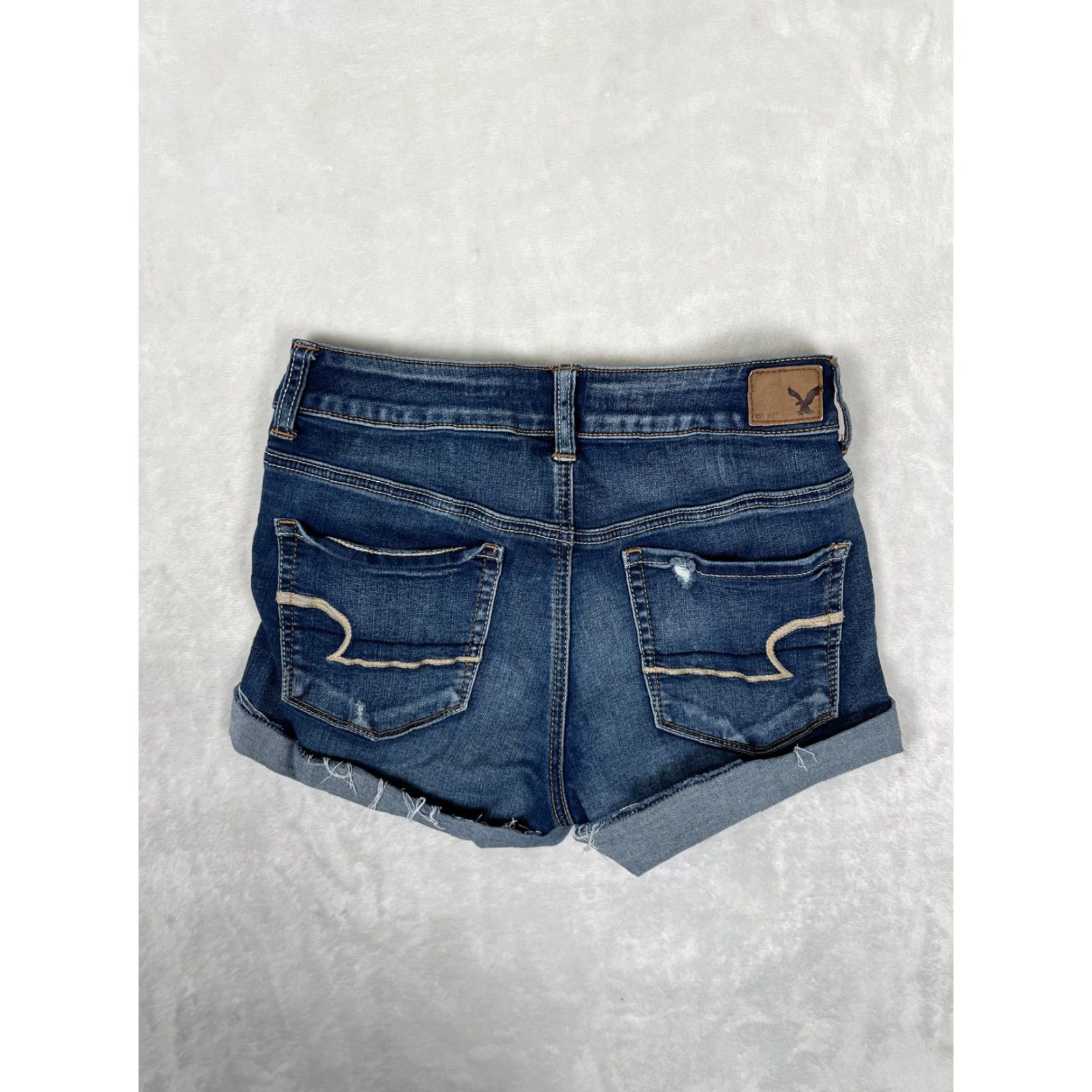 American Eagle Outfitters American Eagle Shorts Womens 6 Blue Super Stretch Denim Cutoff Cuffed Casual Size 28" / US 6 / IT 42 - 6 Thumbnail