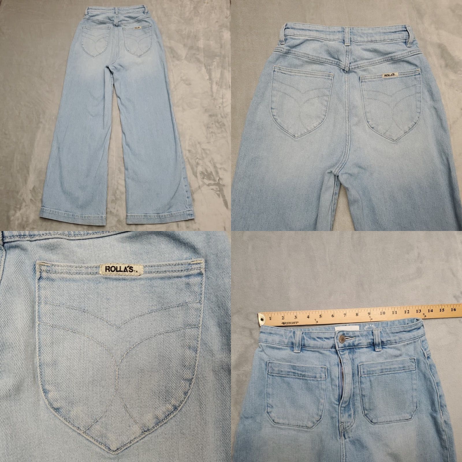 Vintage VINTAGE Rollas Jeans Womens 28 Blue Faded Wide Leg High Rise 90s Y2K Retro Size 28" / US 6 / IT 42 - 8 Thumbnail