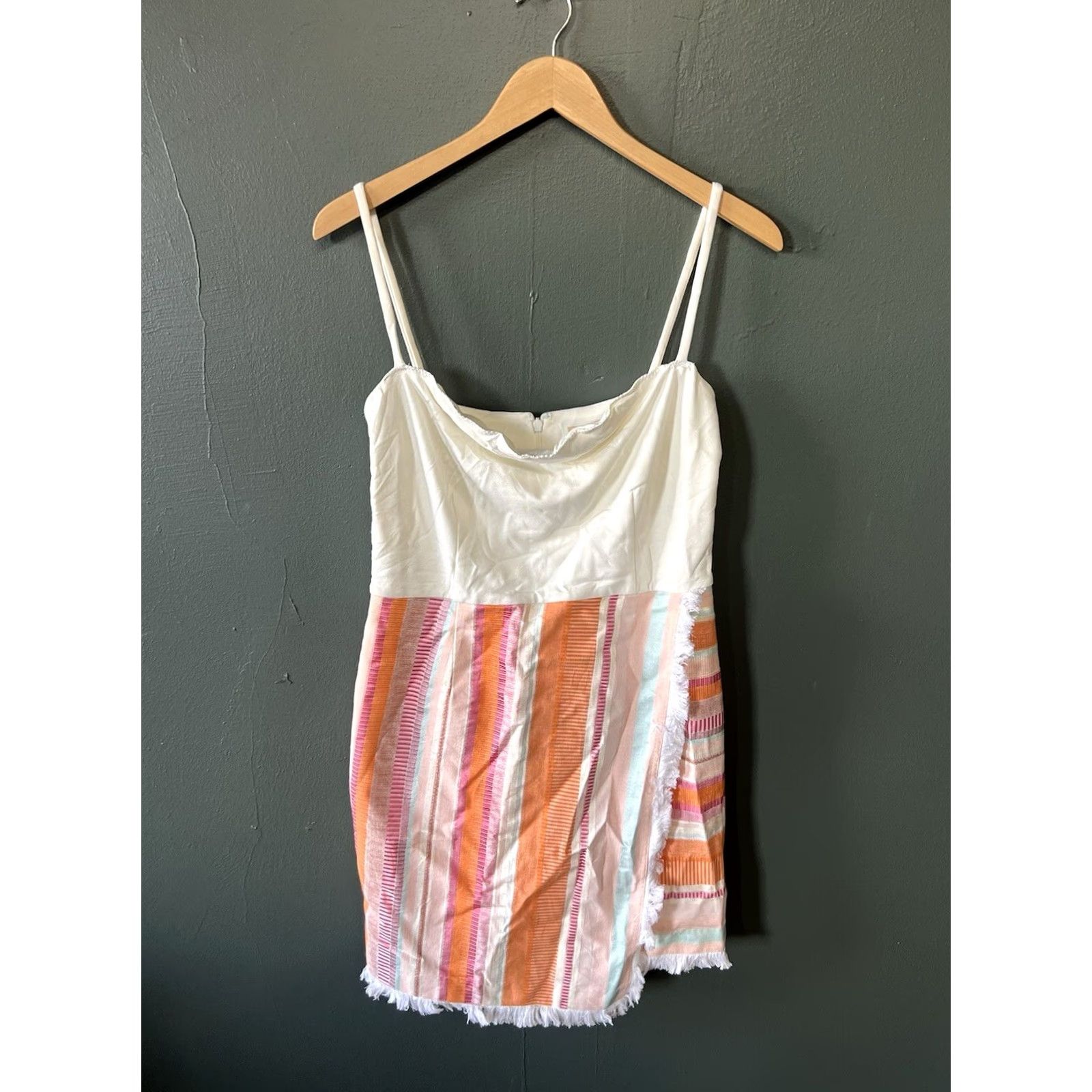 Anthropologie Hutch Dress Halter Wrap Multicolor Striped Sleeveless A-Line Short 10 Womens Casual Knit Nylon Rayon Spandex Size L / US 10 / IT 46 - 2 Thumbnail
