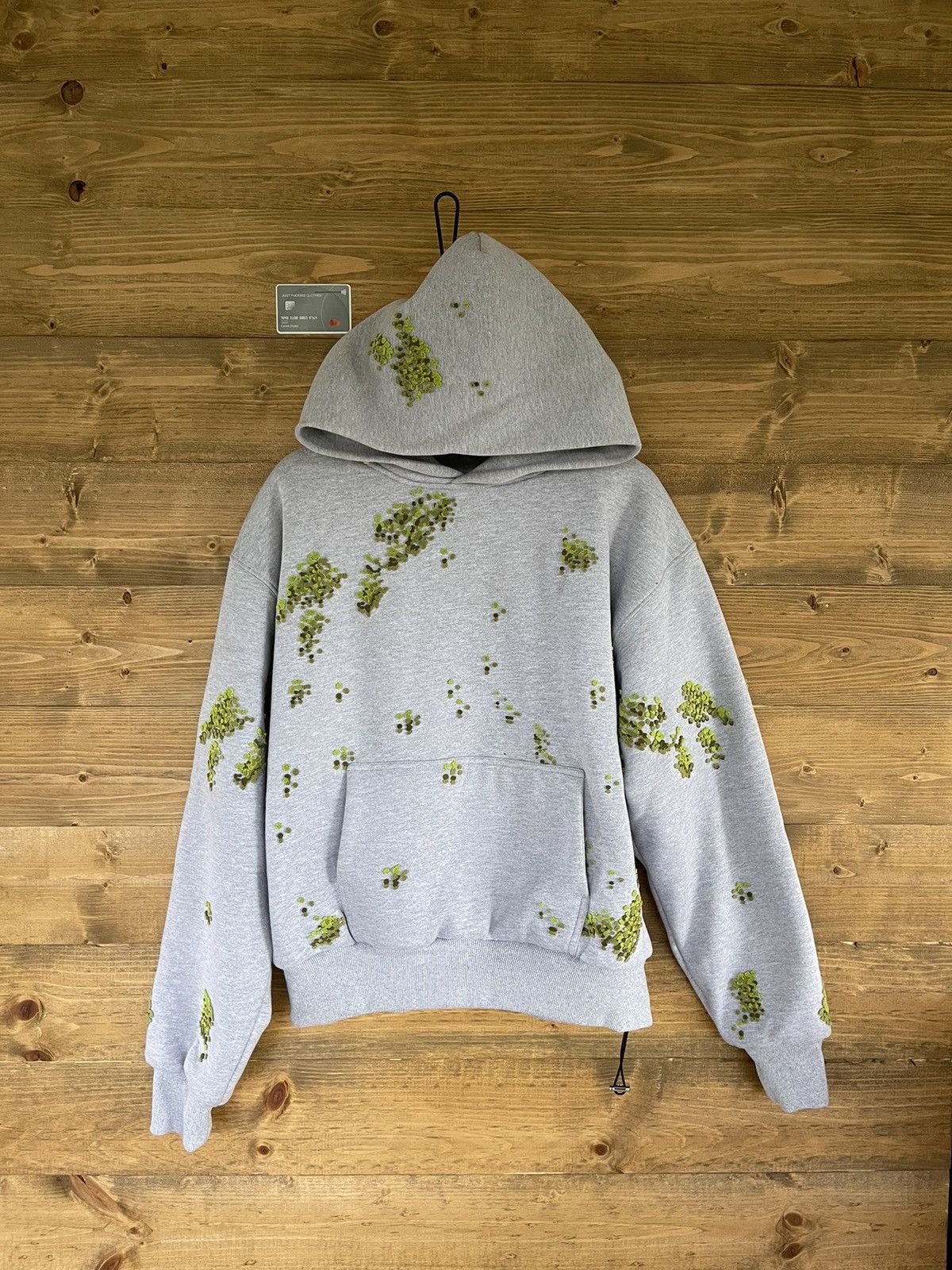 image of Shady Attire Moss Embroidered Hoodie in Grey, Men's (Size Large)