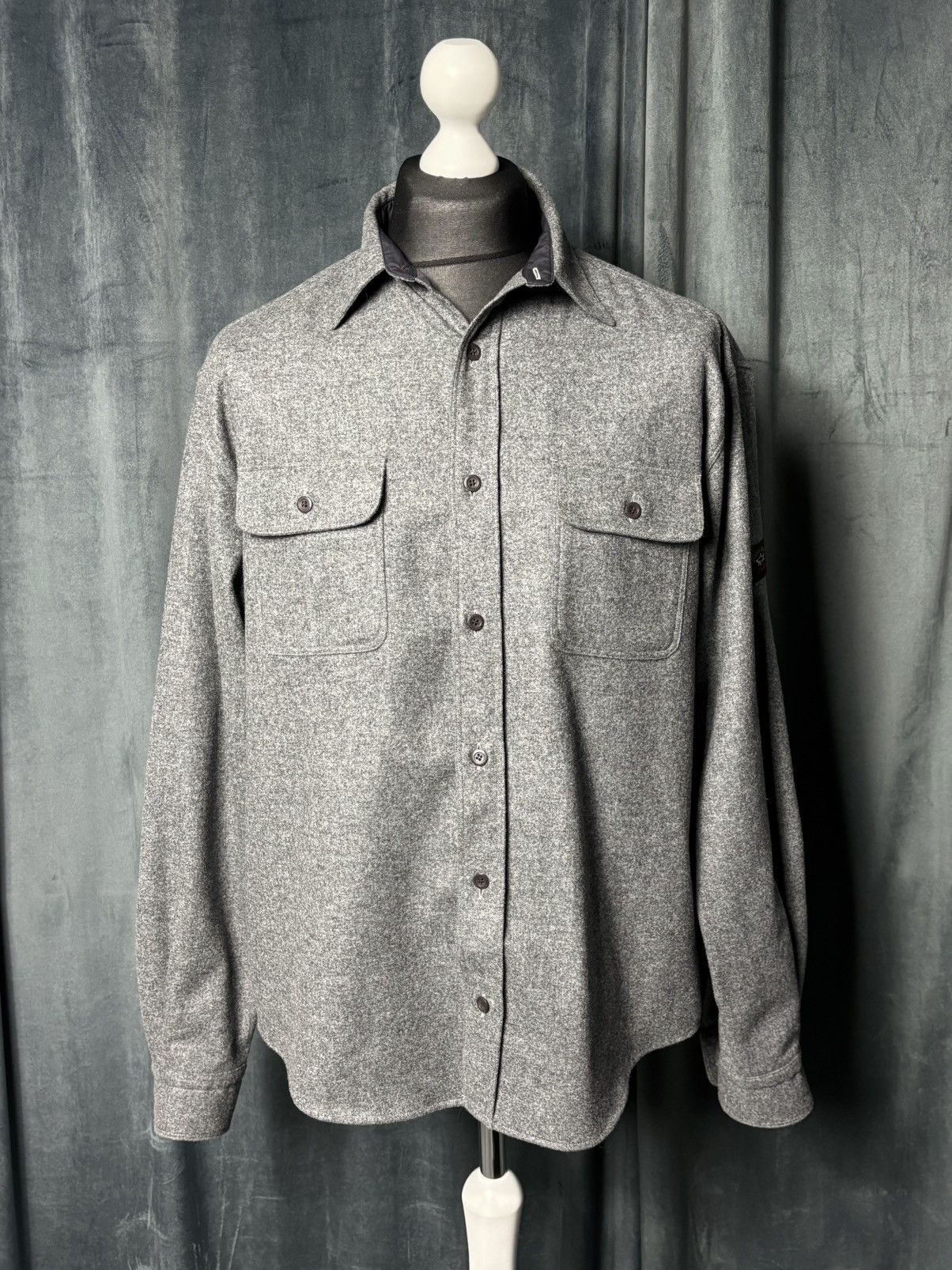 Paul & Shark Paul & Shark Yachting Grey Wool Button Up Shirt Flannel Size US XL / EU 56 / 4 - 3 Thumbnail