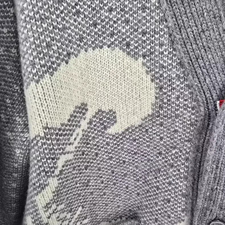 Thom Browne Thom Browne Gray wave wool knitted cardigan Size US M / EU 48-50 / 2 - 3 Thumbnail