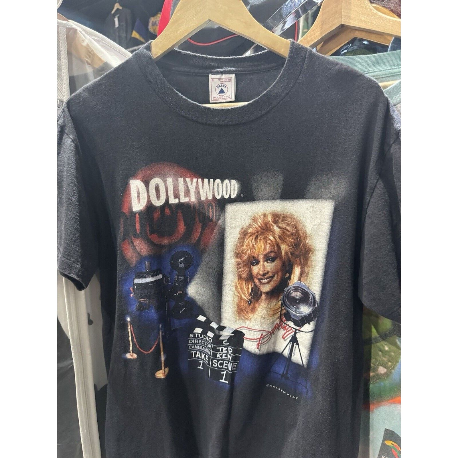 1980s Dolly Parton Dollywood Black T-shirt Band Tee Size M