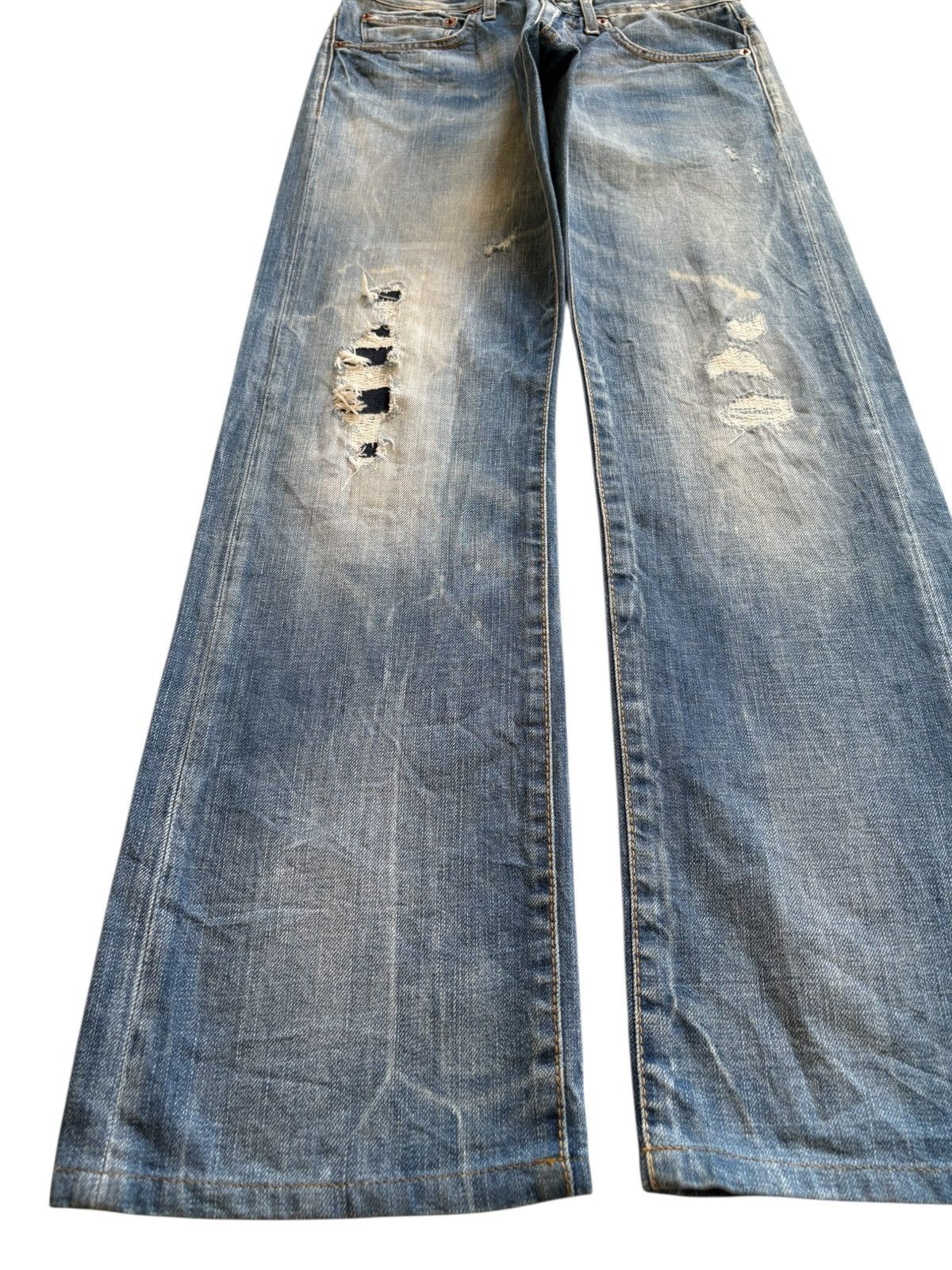 Japanese Brand × Kapital Vintage Japanese Brand Patches Distressed Rippped Loose Jean Size US 29 - 6 Thumbnail