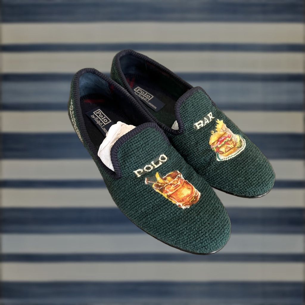 Polo Ralph Lauren Ralph Lauren Polo Paxton Bar Dress Shoes Needlepoint Slippers Green Mens 7.5 Oxford 7.5D Size US M / EU 48-50 / 2 - 1 Thumbnail