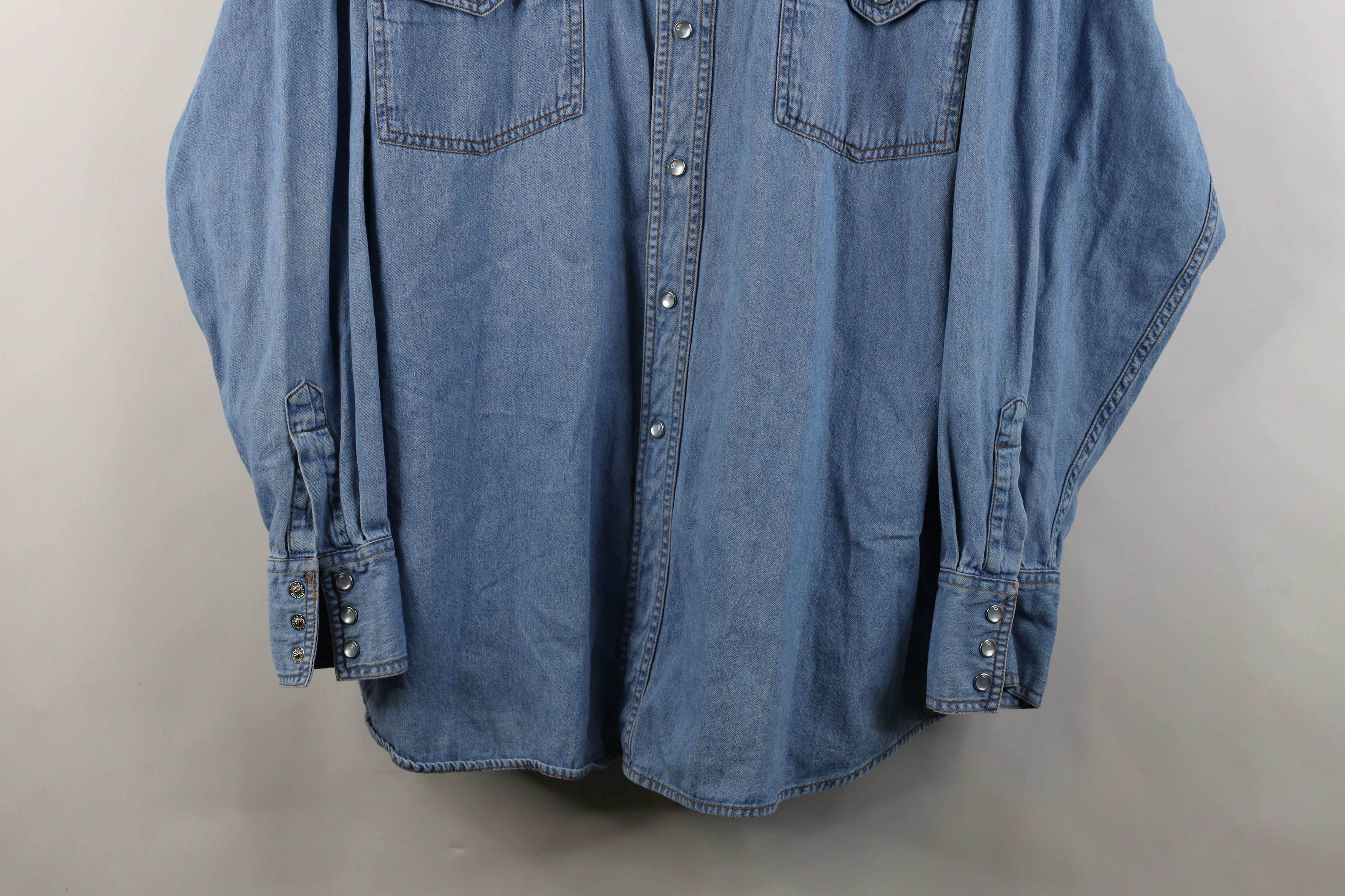 Vintage Vintage 90s Streetwear Cowboy Denim Snap Button Shirt Blue Size US XL / EU 56 / 4 - 3 Thumbnail