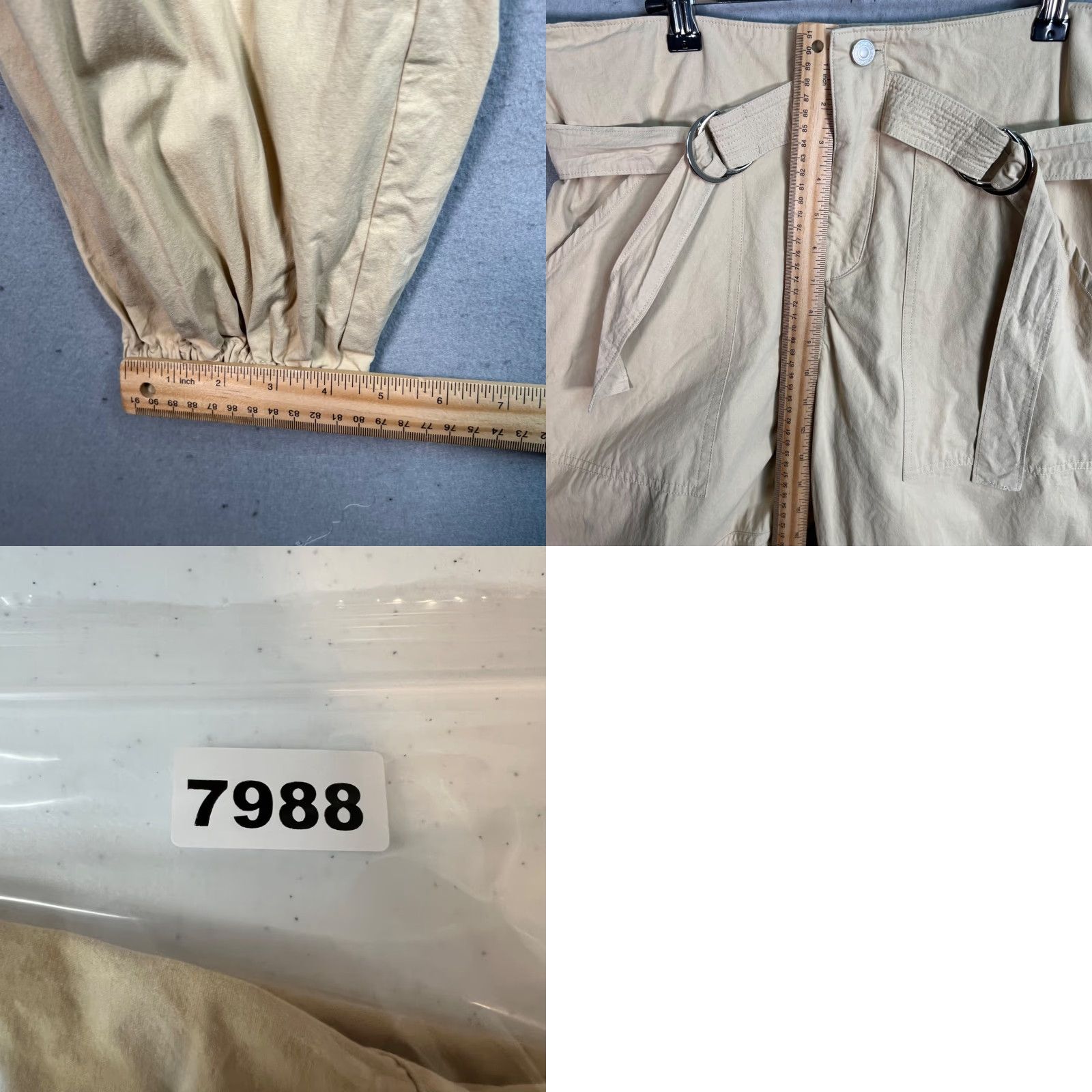 Vintage VINTAGE Grey Lab Pants Cargo High-Waisted Paperbag Belted Elastic Cuffs Women M Beige Gray Lab Adult Medium Size 32" / US 10 / IT 46 - 8 Thumbnail