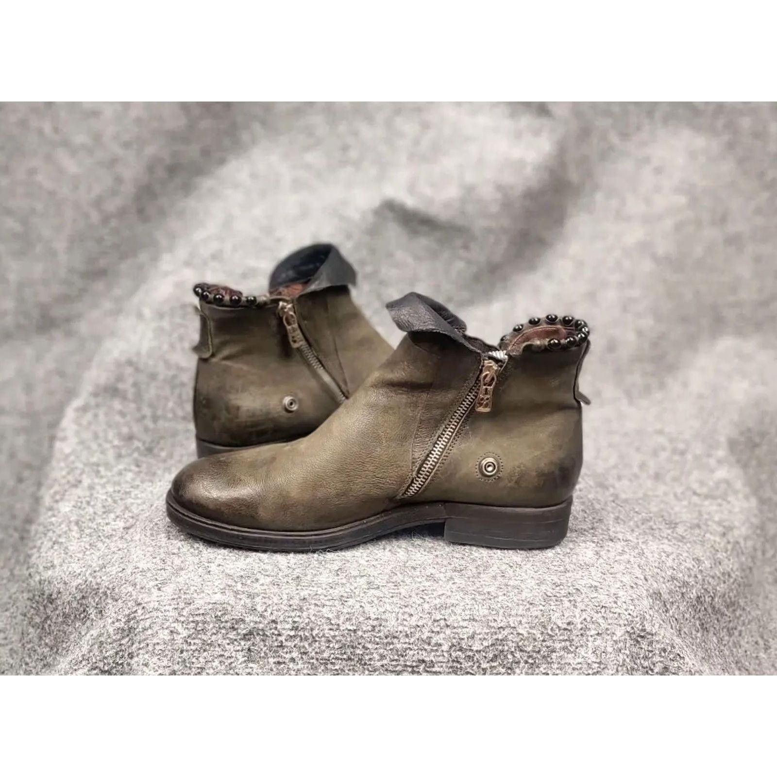 A.S.98 A.S.98 Airstep Design Swamp green color Ankle Zip Leather Boots Mens Size US 7 / EU 40 - 7 Thumbnail