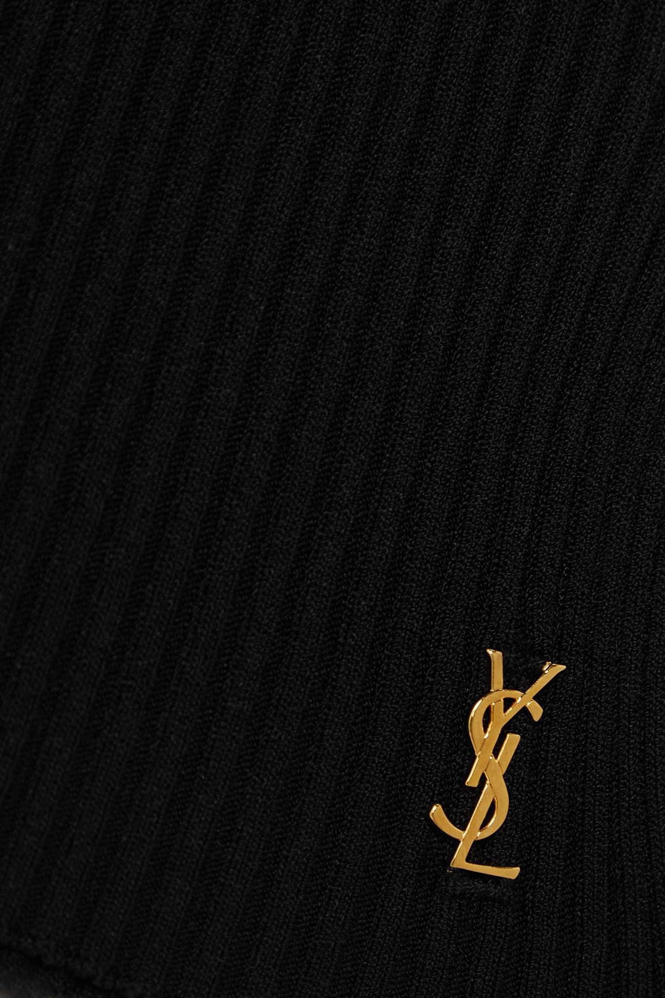 Saint Laurent Paris o1tr1nto0325 705400 Embellished Ribbed-Knit Polo Sweater Size L / US 10 / IT 46 - 4 Thumbnail