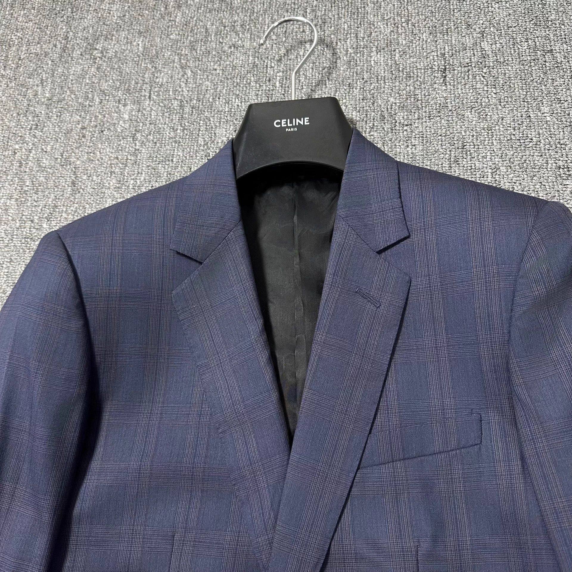 Dior Dior Midnight Blue Purple Tint Check Suit 46 Size 46R - 2 Thumbnail