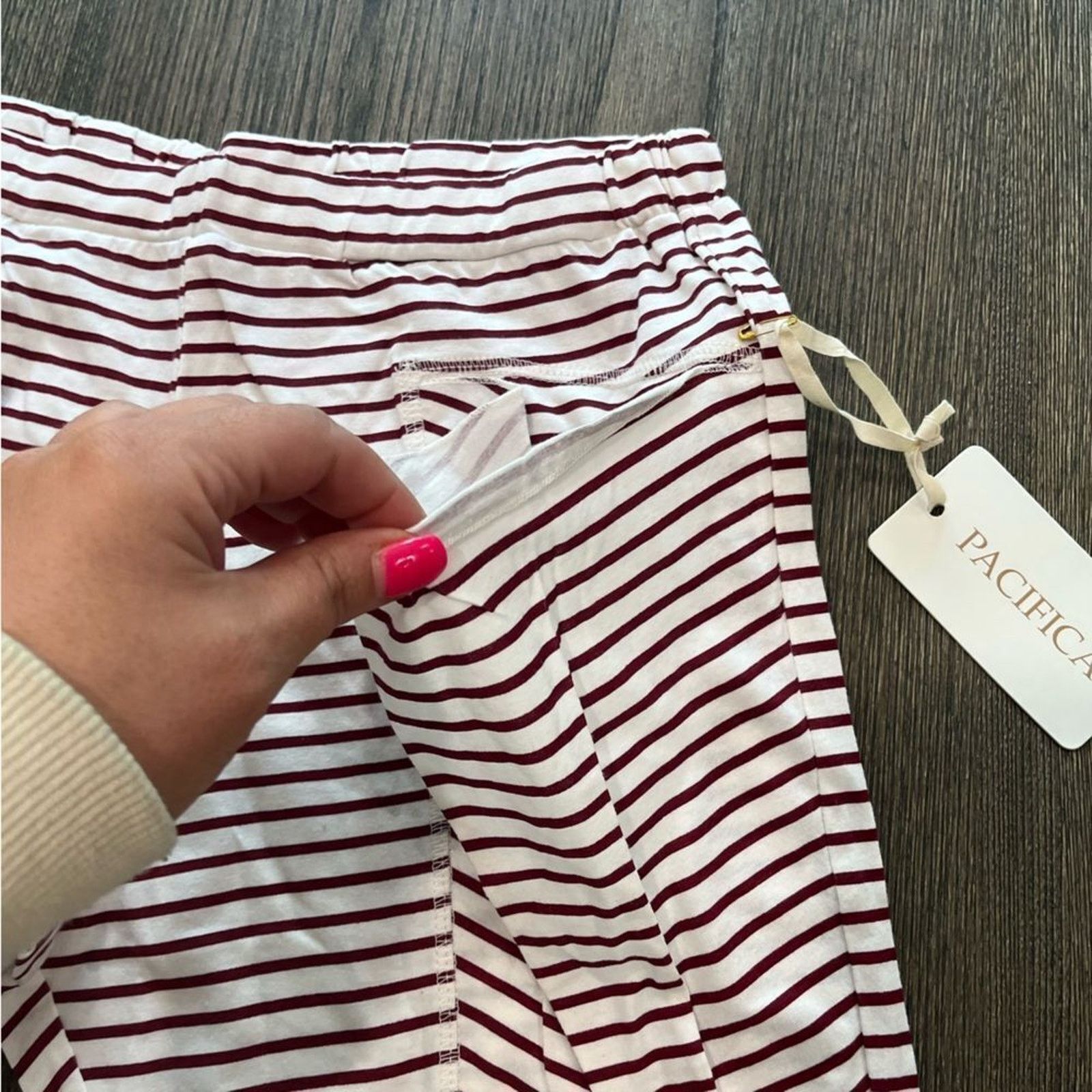 Vintage NWT Pacifica by Pacific Wine Stripe 100% Cotton Pants Size S Size 26" / US 2 / IT 38 - 8 Thumbnail