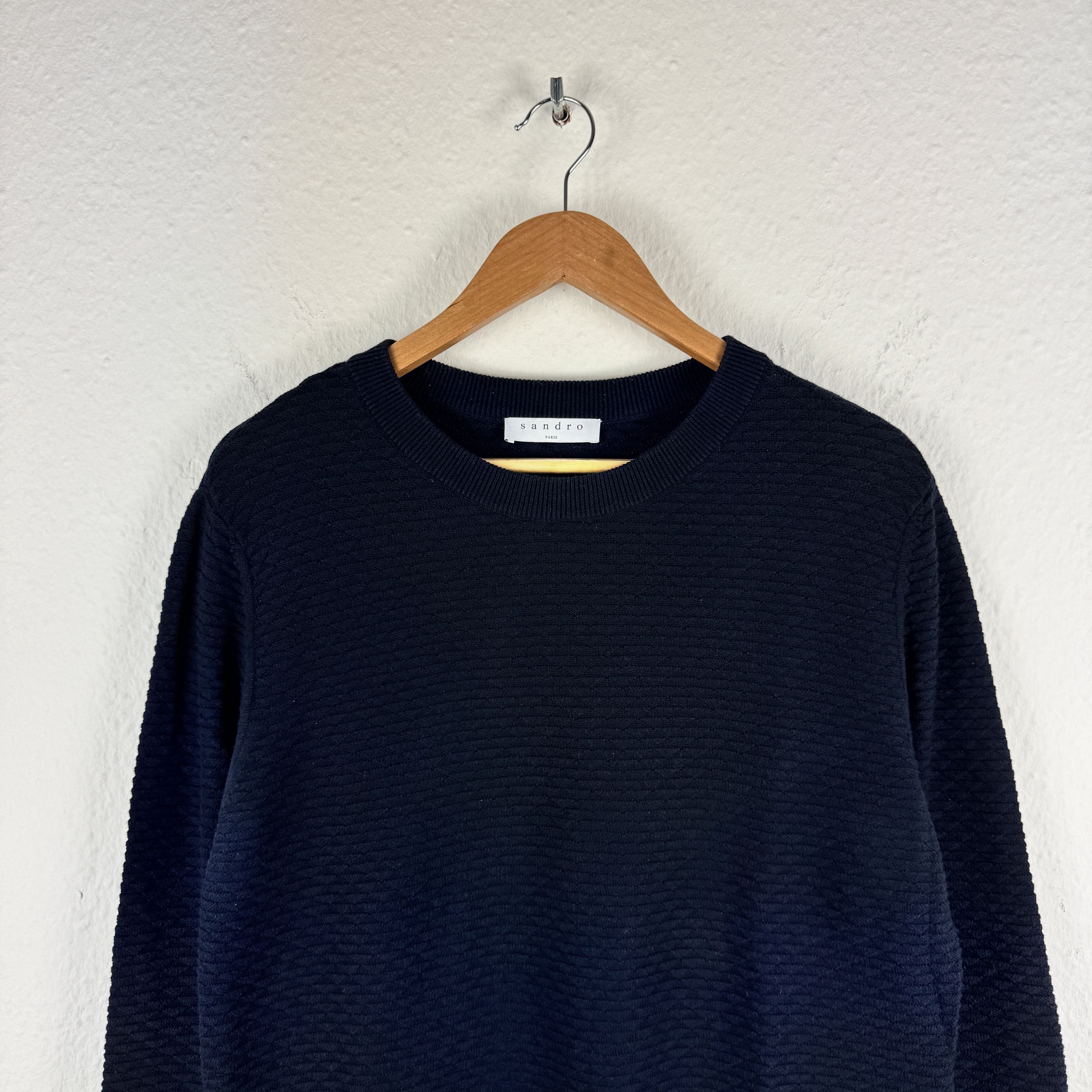Sandro Men`s SANDRO PARIS COTTON WOOL NAVY JUMPER SIZE M / 48-50 Size US M / EU 48-50 / 2 - 2 Thumbnail