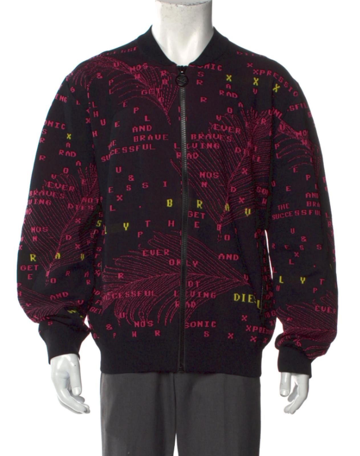 Diesel Diesel text print cardigan in black and pink Size: XL Size US XL / EU 56 / 4 - 1 Thumbnail