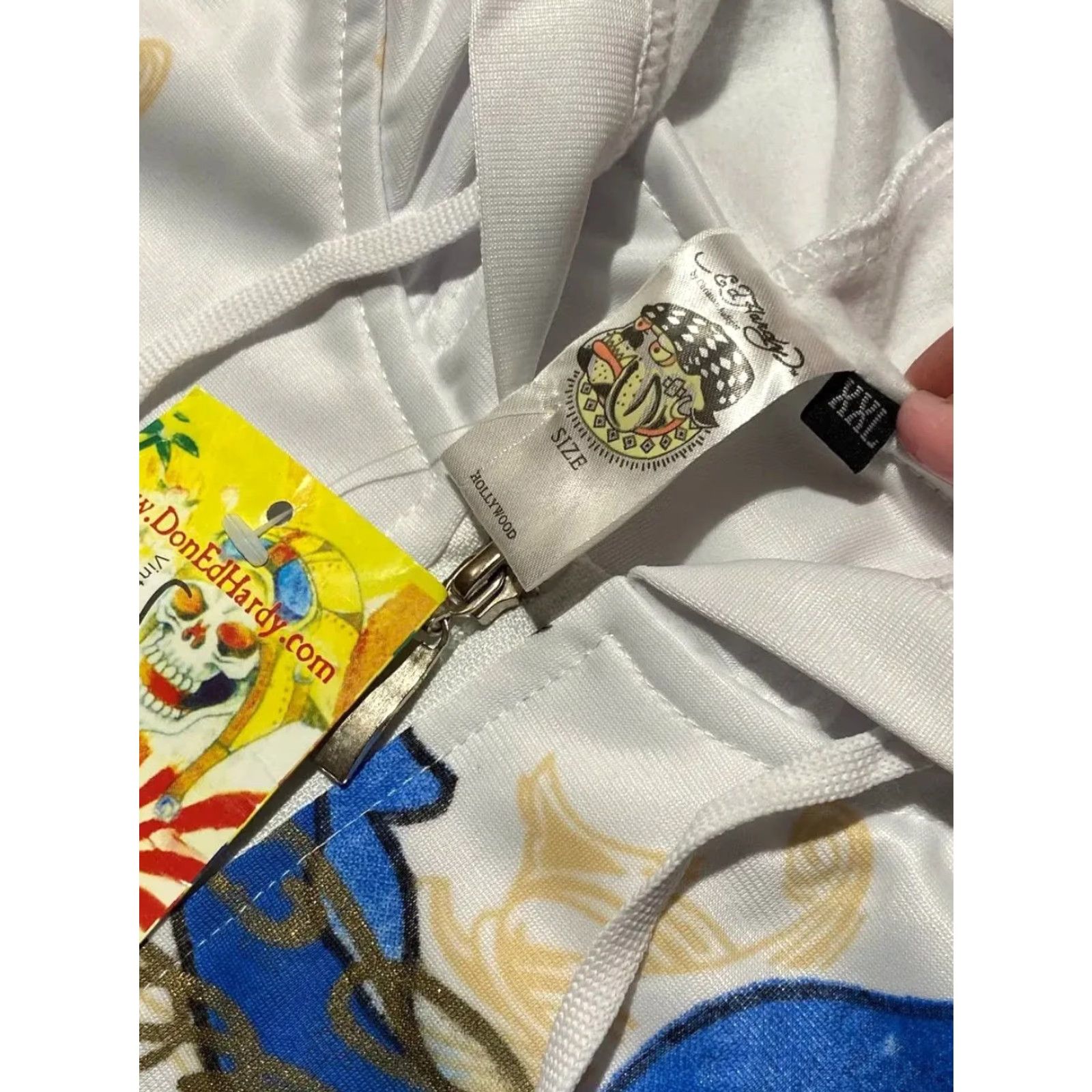 Ed Hardy VINTAGE Ed Hardy Track Jacket Hooded Men L White Bomber Jacket Size US L / EU 52-54 / 3 - 4 Thumbnail