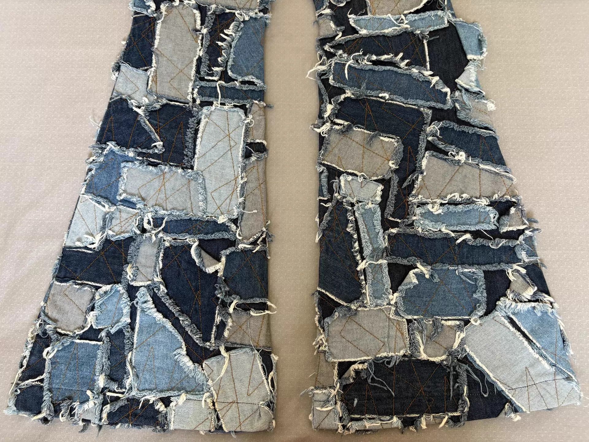 Dolce & Gabbana D&G Vtg Distressed Flared Jeans Multi-Material Patchwork Size 27" / US 4 / IT 40 - 9 Thumbnail