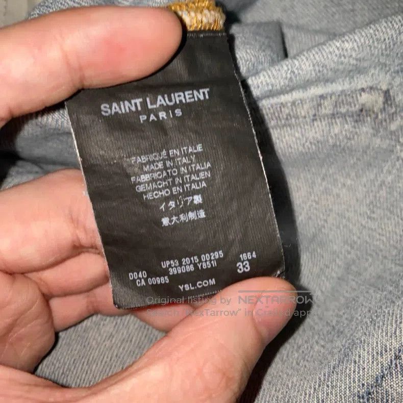 Saint Laurent Paris Saint Laurent Paris Wash cut hole ice blue denim pants siz Size US 33 - 4 Thumbnail