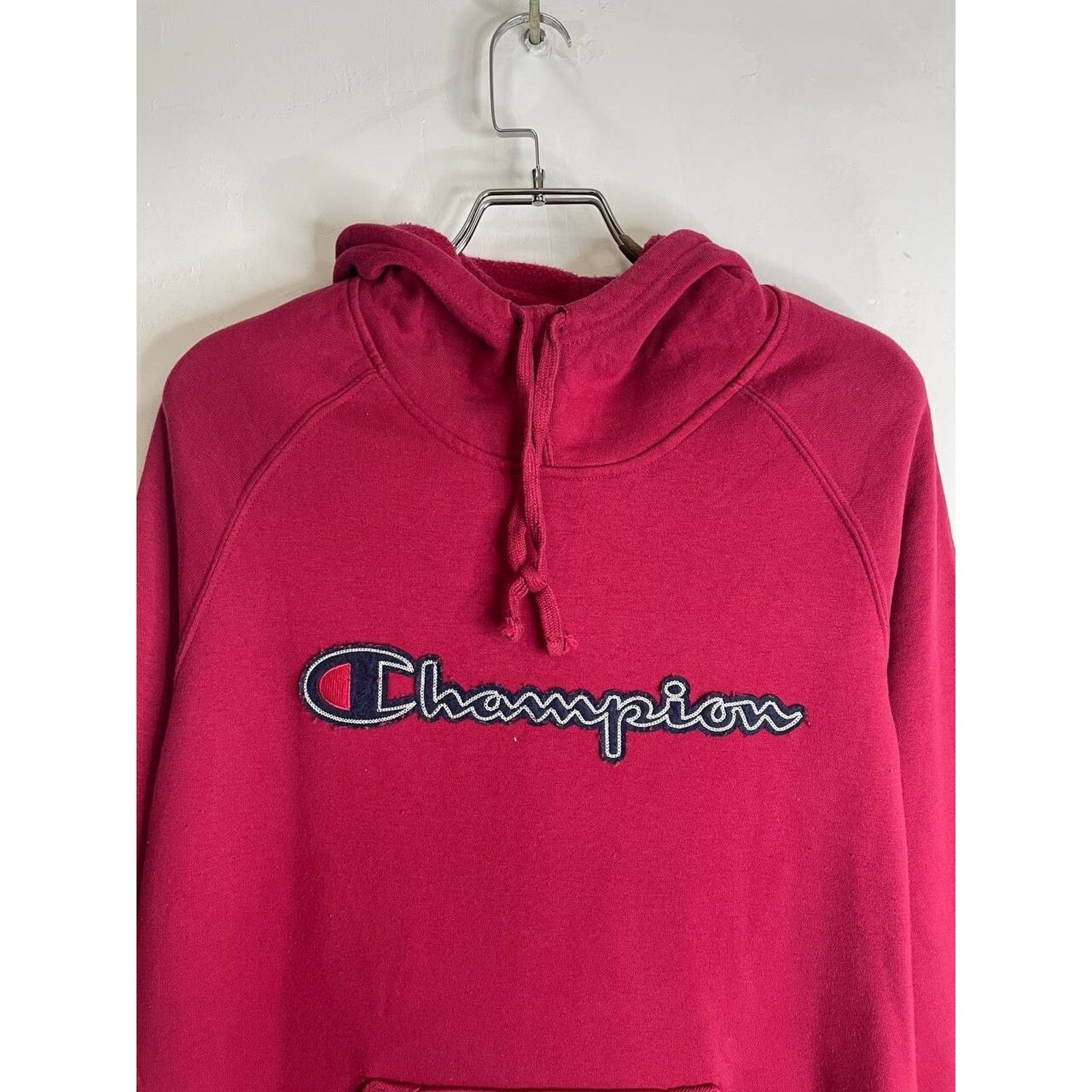 Champion × Vintage Vintage Champion Red Hoodie XL Logo Pullover Sweatshirt Size US XL / EU 56 / 4 - 3 Thumbnail