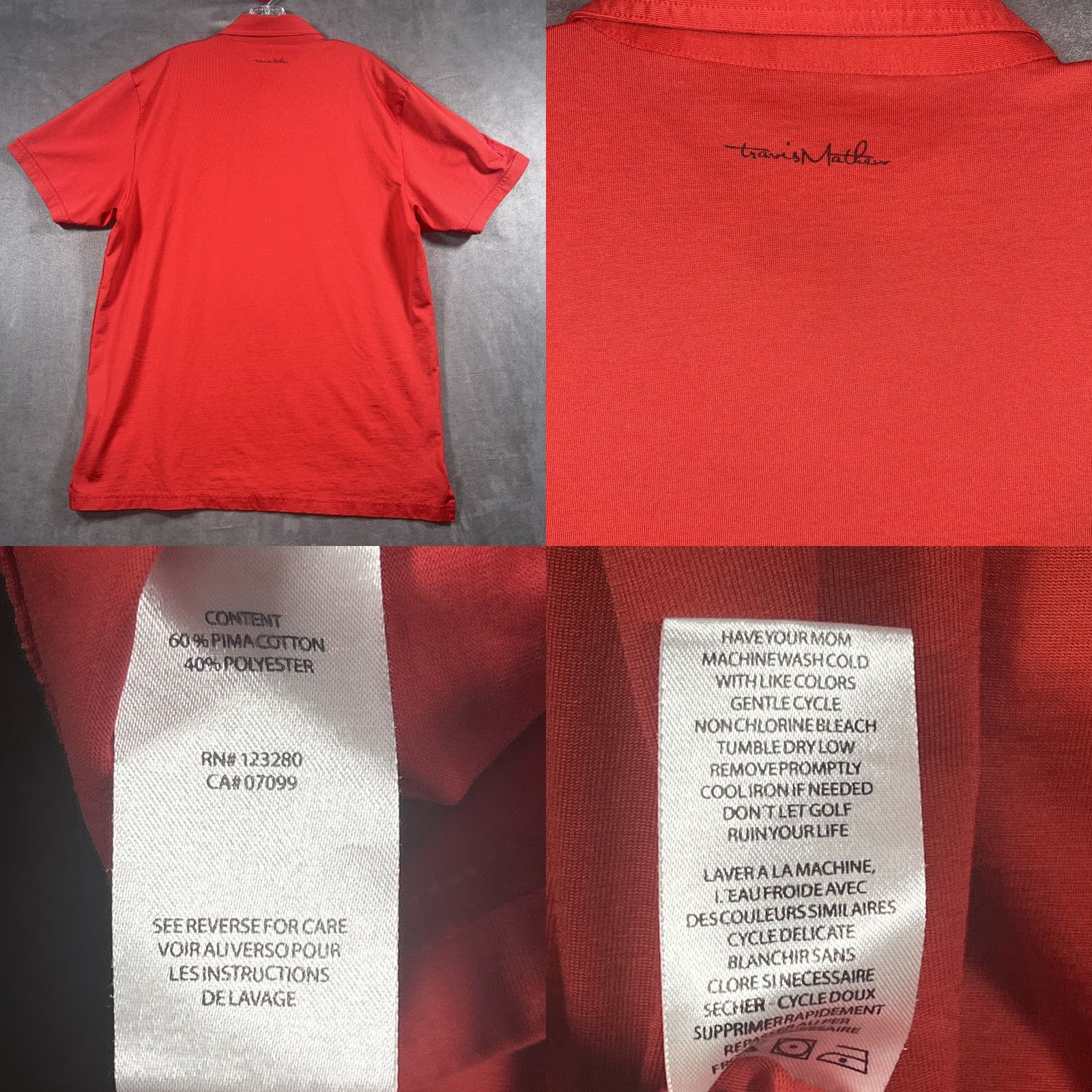 TravisMathew Travis Mathew Polo Shirt Mens XL Cantina Red Pima Cotton Short Sleeves Golf Logo Regular Fit Size US XL / EU 56 / 4 - 8 Thumbnail