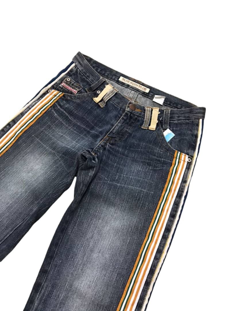 Hysteric Glamour Vintage Blue Moon Blue Striped Hawaii Embroidery Jeans Size US 33 - 3 Thumbnail