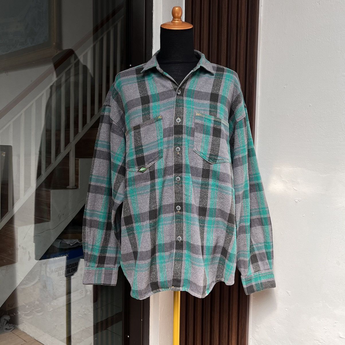 Quiksilver × Vintage 90s Vintage Flanel QUICK SILVER Made IN USA Size US L / EU 52-54 / 3 - 1 Thumbnail