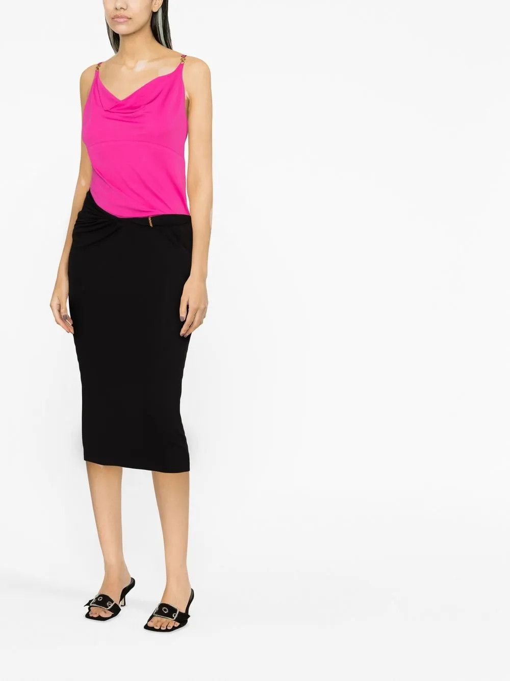 Versace o1y0226 Midi Skirt in Black Size 27" / US 4 / IT 40 - 3 Thumbnail