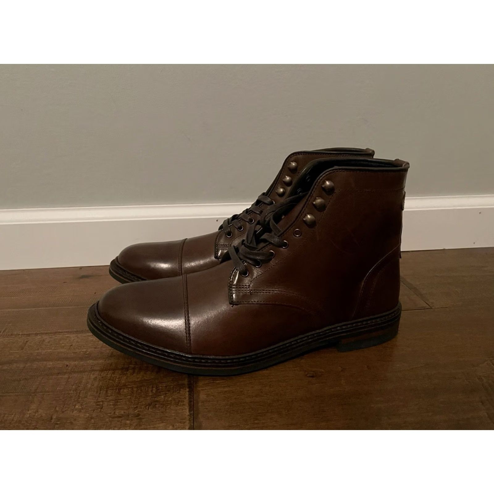 Allen Edmonds VINTAGE Allen Edmonds Landon Cap Toe Dress Boots Brown Leather Dainite Sole Men 9D Size ONE SIZE - 5 Thumbnail