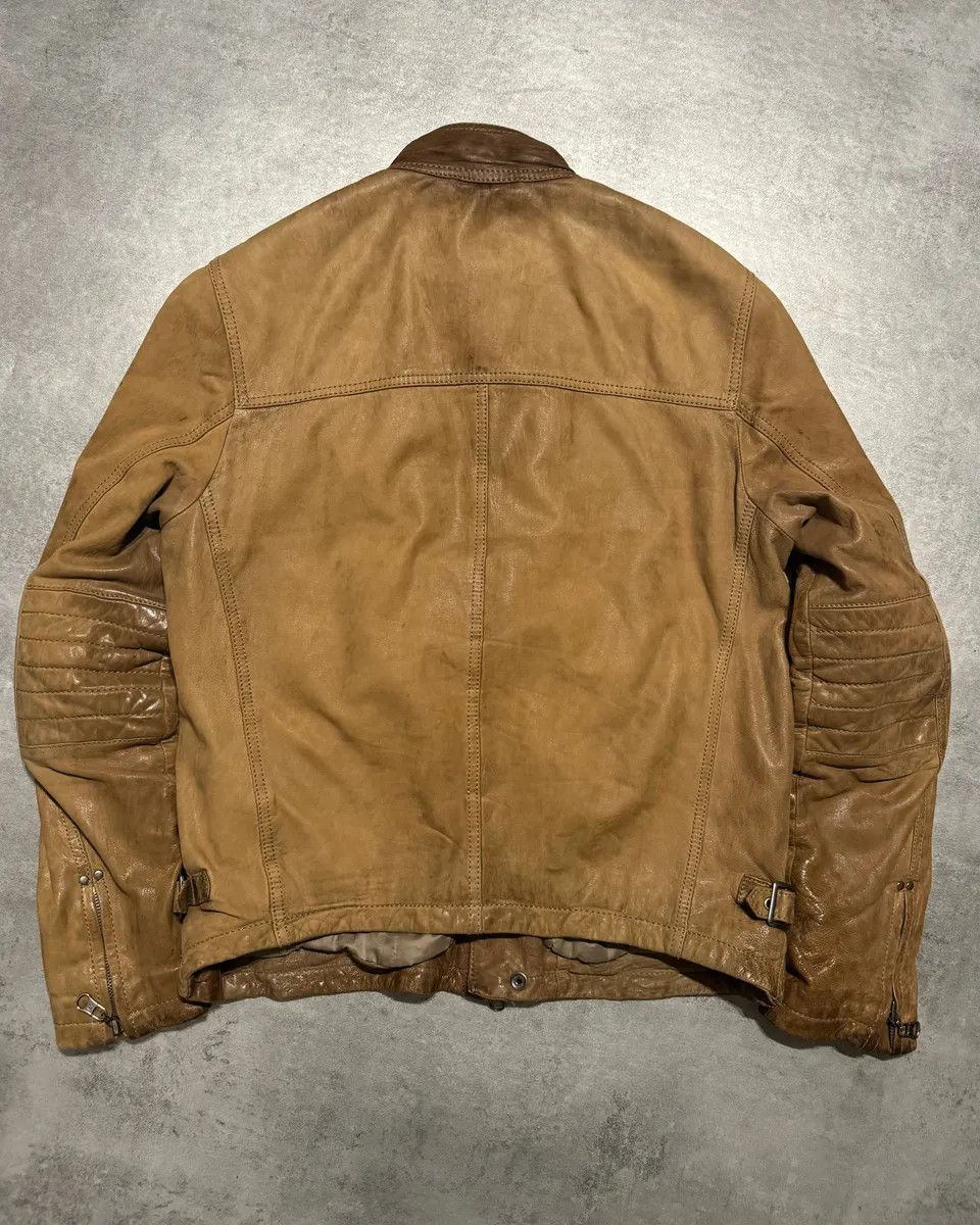 Armani 2000s Armani Padded Beige Leather Biker Jacket Size US M / EU 48-50 / 2 - 3 Thumbnail