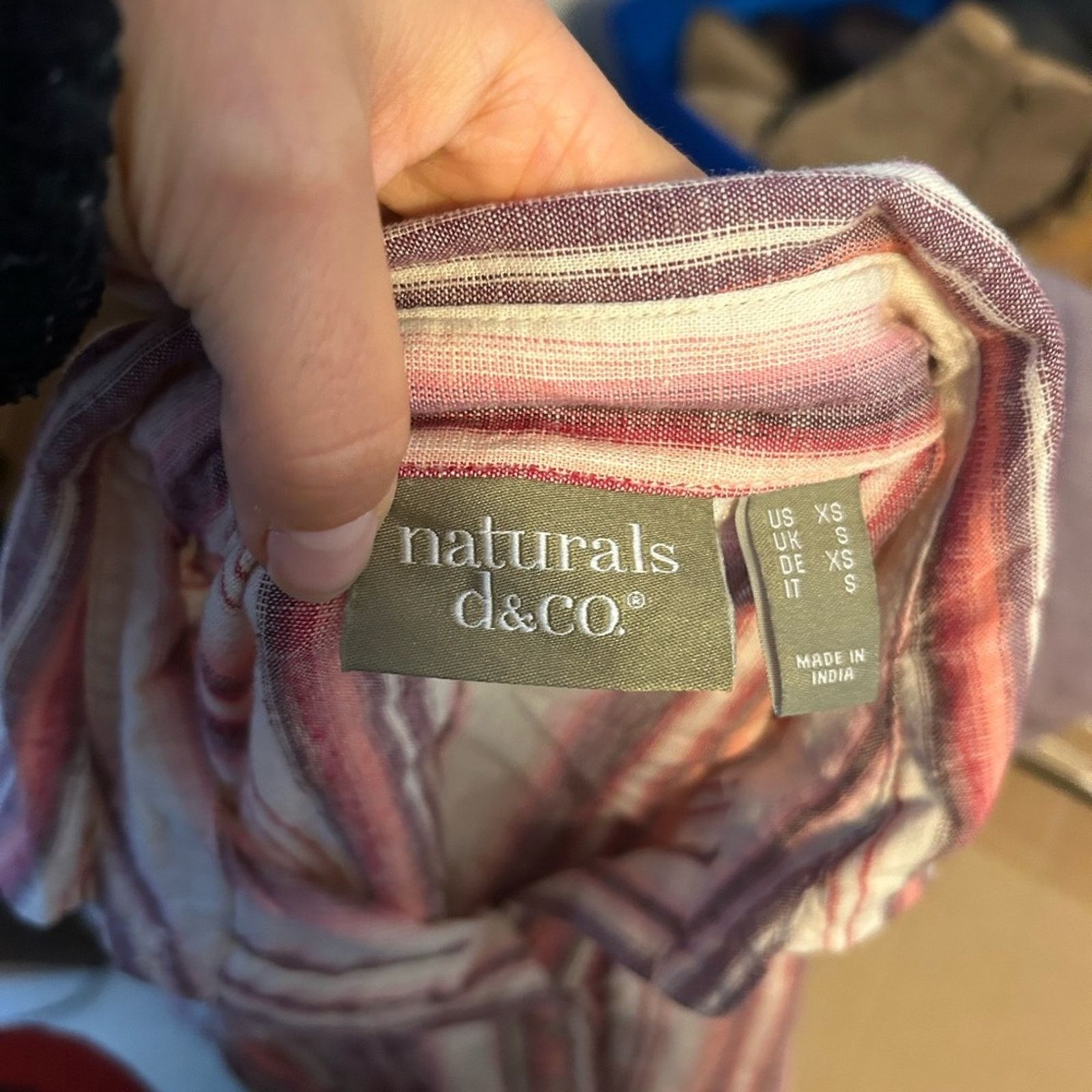 Denim & Co. Denim & Co. Naturals Linen Blend Striped Side Button Blouse Size XS / US 0-2 / IT 36-38 - 3 Thumbnail