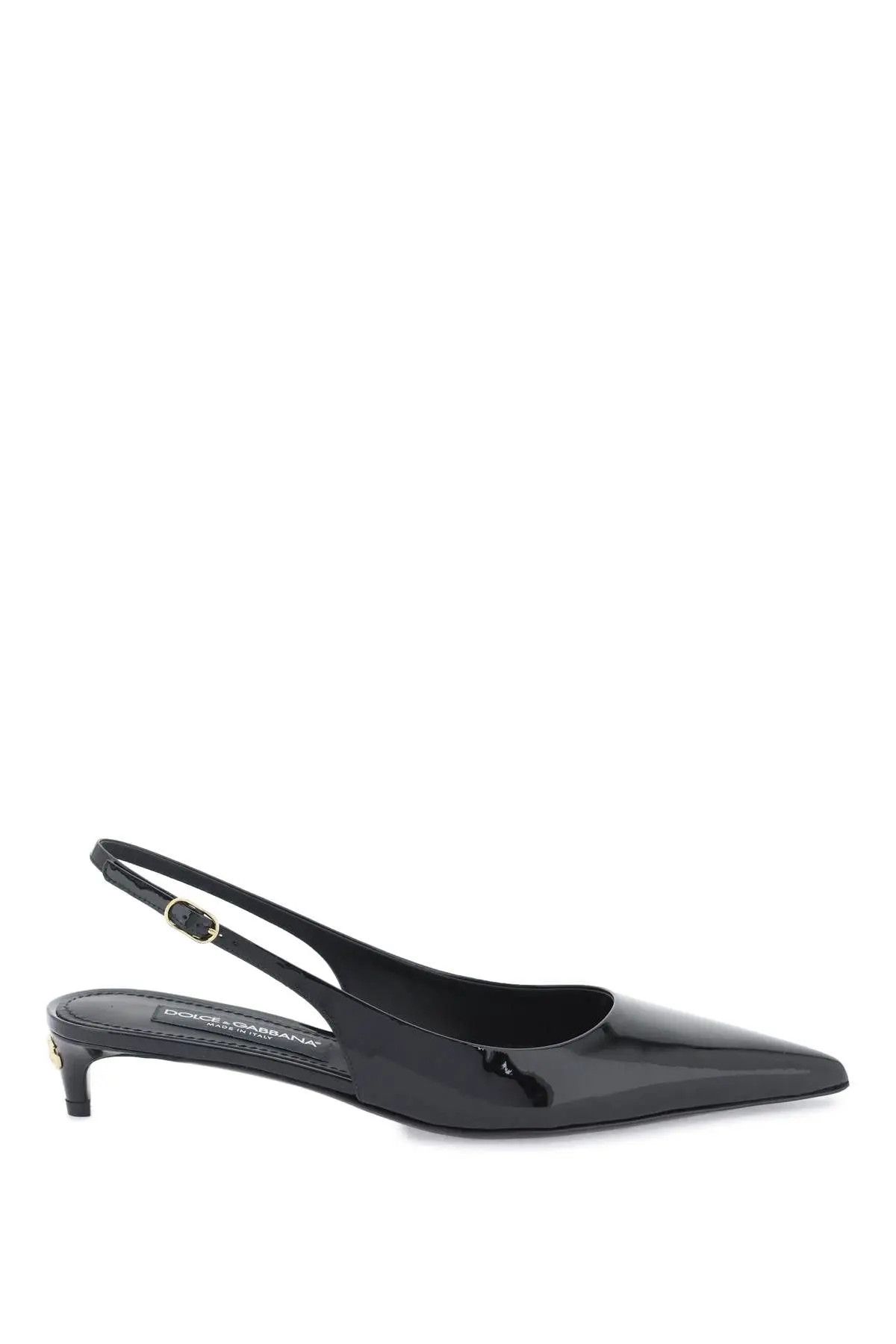 image of Dolce Gabbana O1S22I1N1223 Patent Leather Slingback Pumps In Black Shoes, Women's (Size 8)