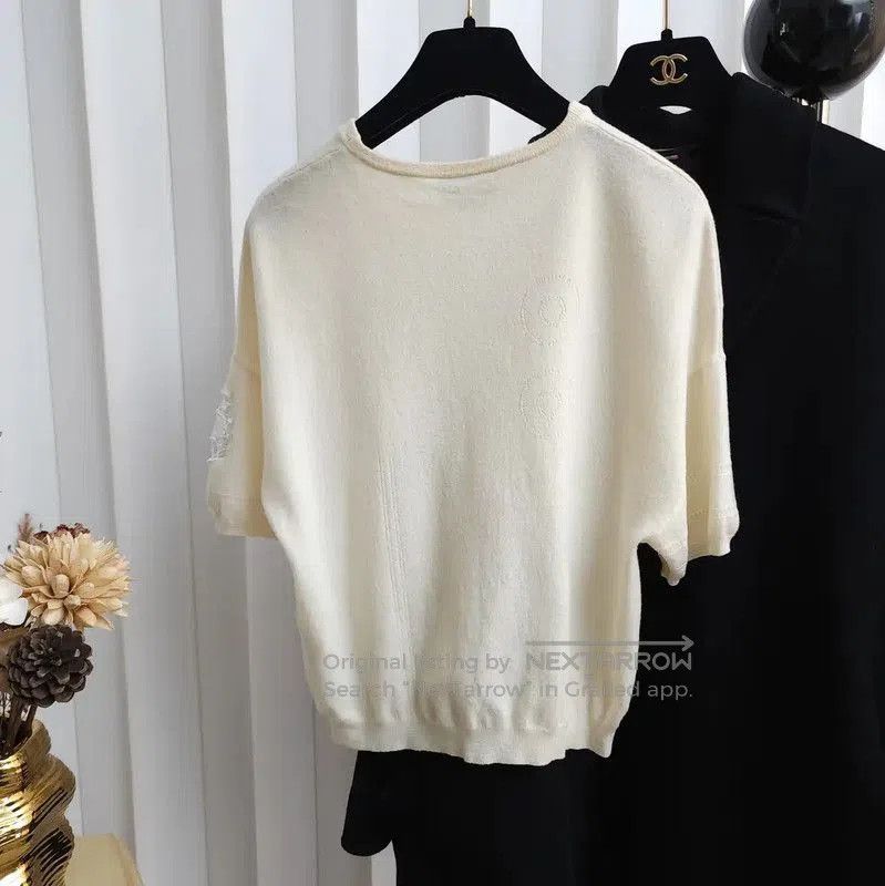 Dior Dior Cream Wool Short Sleeve Sweater . Size S / US 4 / IT 40 - 2 Thumbnail