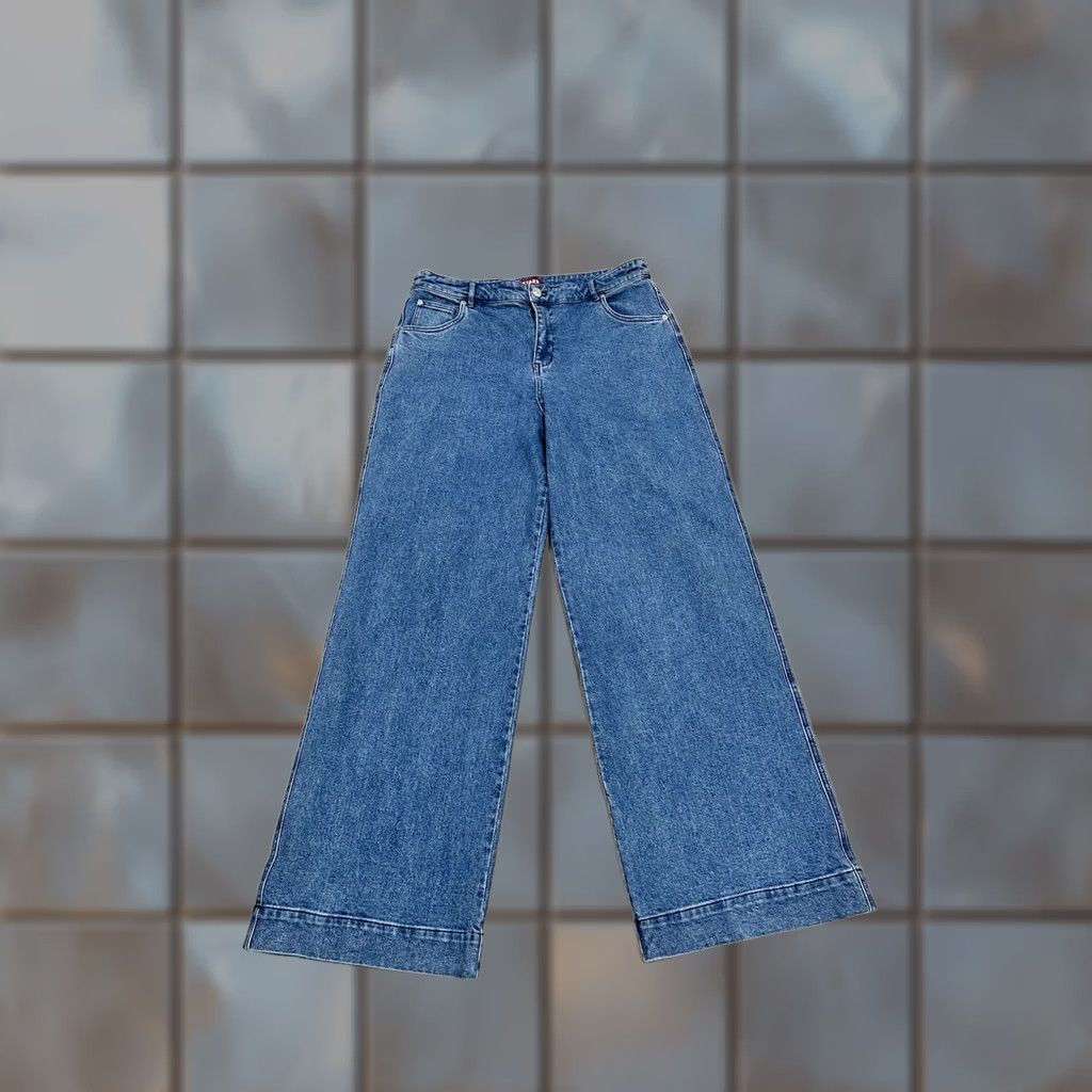 Staud STAUD Blue Denim Wide-Leg Jeans Women's 12 Jeans Blue Wide-Leg 33in Inseam Womens Denim Pant) Size 34" / US 12 / IT 48 - 1 Thumbnail