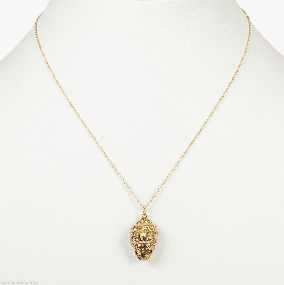 Designer 18 kt Gold Plated over Brass Etruscan Lion Pendant Necklace Size ONE SIZE - 1 Thumbnail