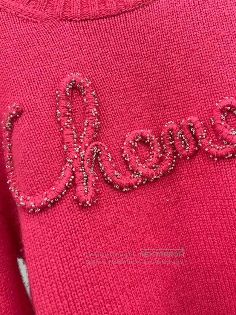 Chanel Chanel Rose-red beaded letter cashmere sweater Size XS / US 0-2 / IT 36-38 - 2 Thumbnail