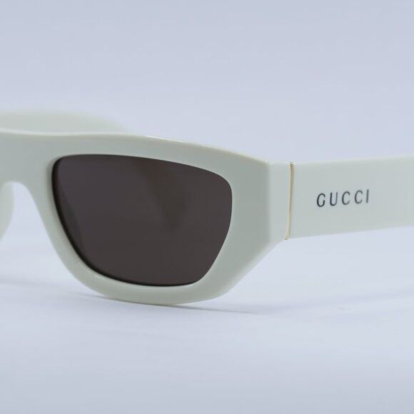 Gucci Gucci GG1134S 003 Sunglasses Ivory Rectangle Frame, Brown Size ONE SIZE - 9 Thumbnail
