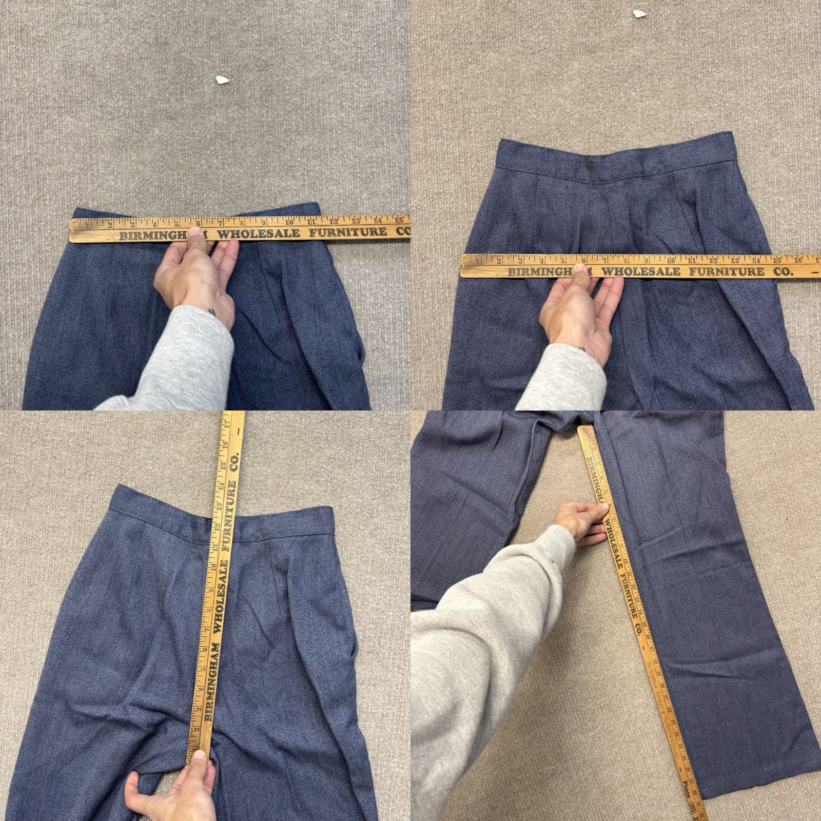 Bell VINTAGE Bell Bottom Jeans Womens 23x30 Hippie Boho High Waist Wide-Leg 60s Cotton Canvas Blue Size 40" / US 18 - 8 Thumbnail