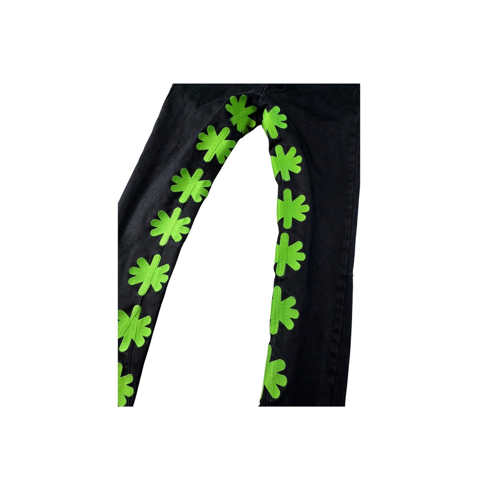 LOSTSHDWS LOST SHDWS "Wax" Black & Green Jeans Size US 32 / EU 48 - 2 Thumbnail