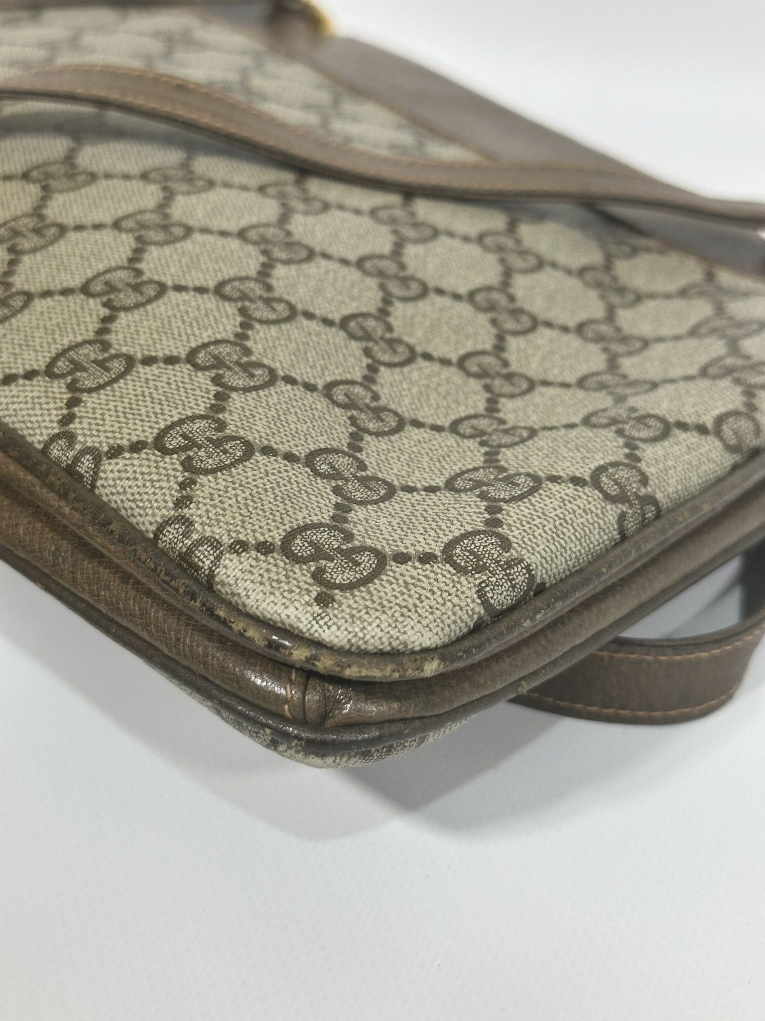 Gucci Gucci Vintage Handbag GG Monogram Beige Brown Leather Size ONE SIZE - 23 Thumbnail