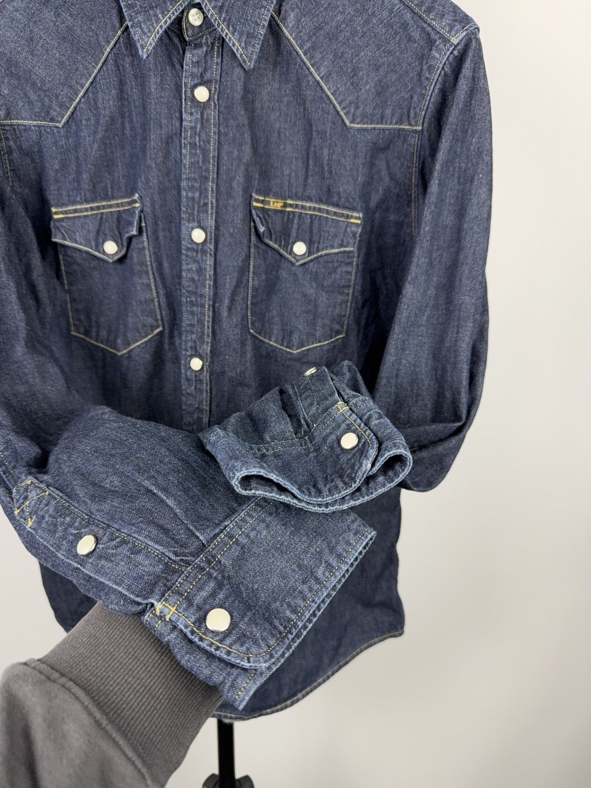 Lee Lee Slim Western Cowboy USA Denim Shirt Blue Snap Button L Size US L / EU 52-54 / 3 - 13 Thumbnail