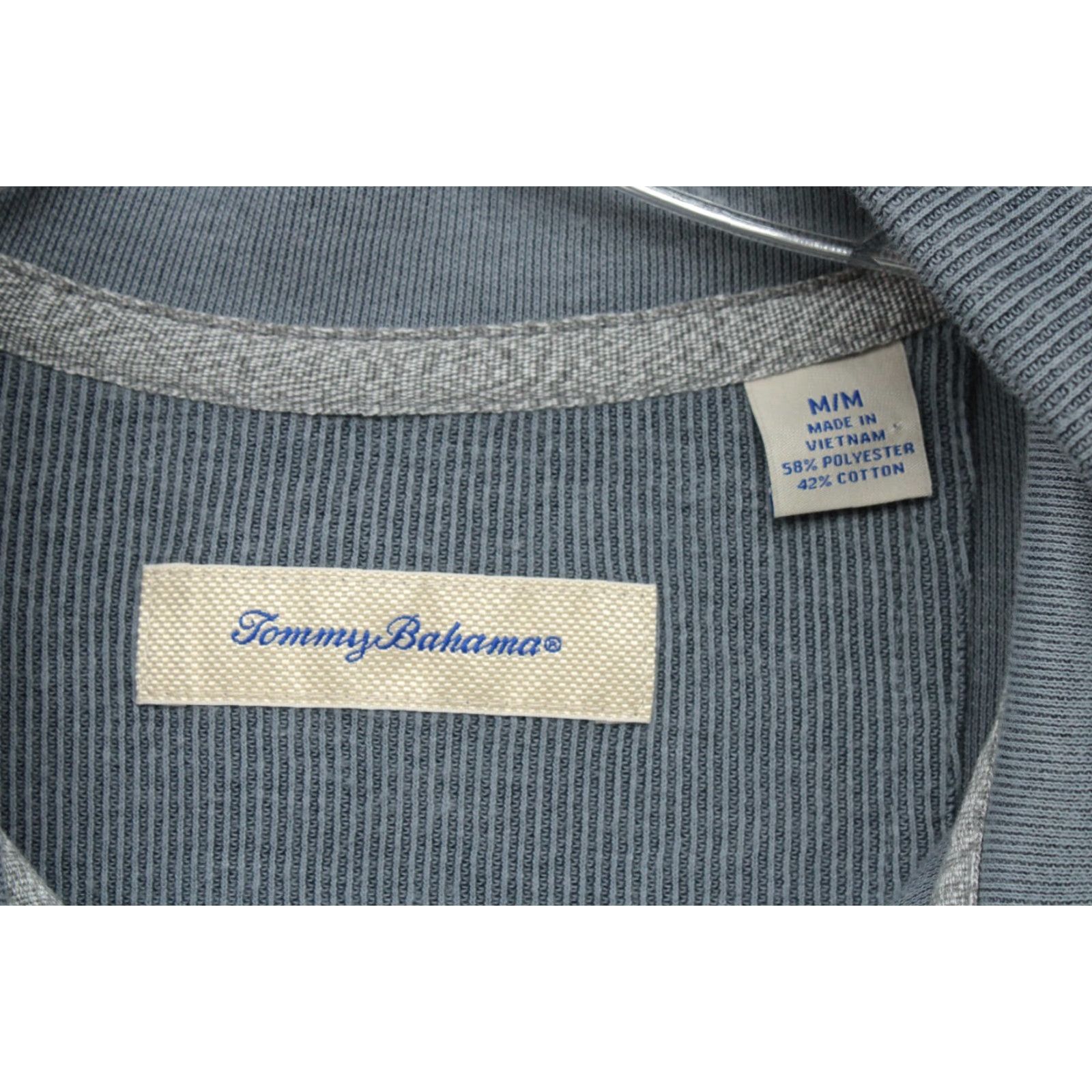 Tommy Bahama Tommy Bahama Ribbed Sweater Men's Medium Gray 1/4 Snap Mock Work Modern Outdoors Size US M / EU 48-50 / 2 - 3 Thumbnail