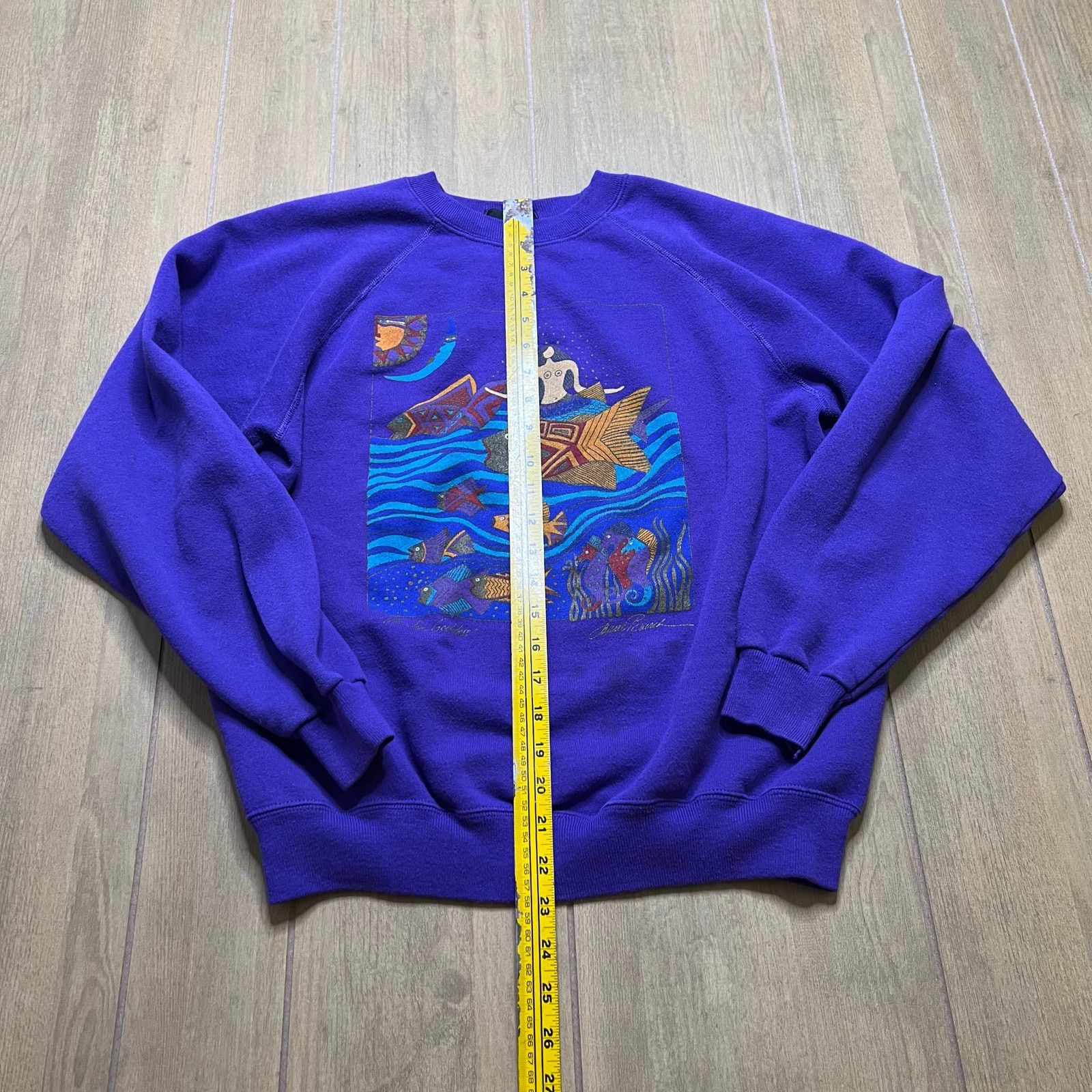 Hanes Vintage Susan Brack Purple Art Sweatshirt Made USA Large 90s Size L / US 10 / IT 46 - 4 Thumbnail