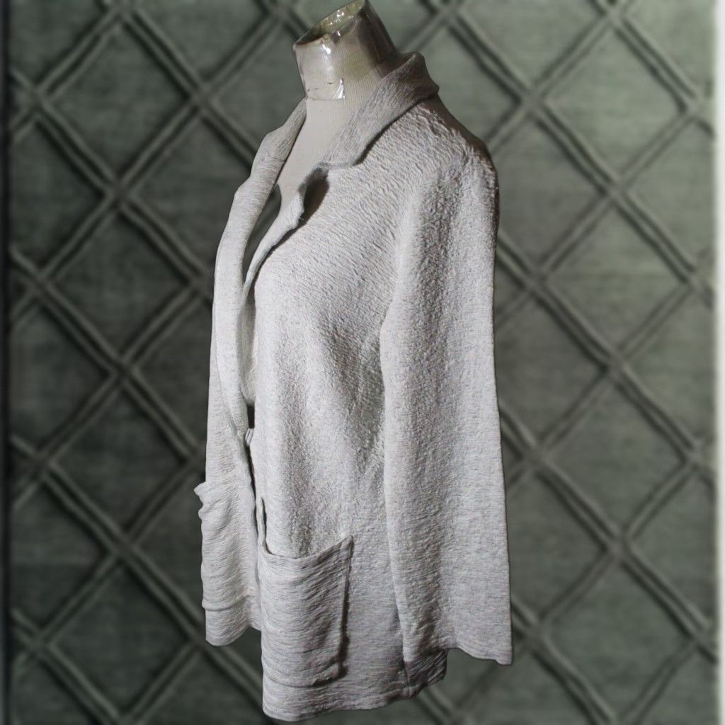 EILEEN FISHER Ivory Beige Tencel Lyocell Snap Button Jacket M Women