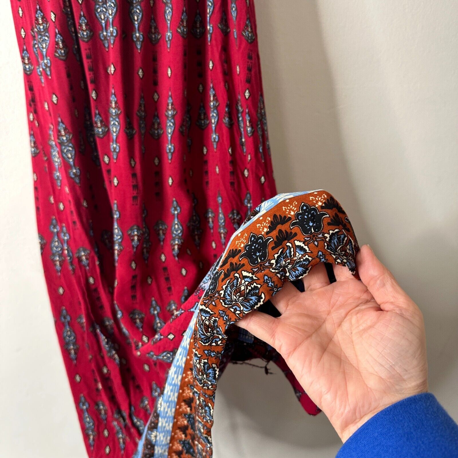 Other R. Vivimos VNeck Button Front Paisley Dress Red Blue Multi S Size S / US 4 / IT 40 - 7 Thumbnail